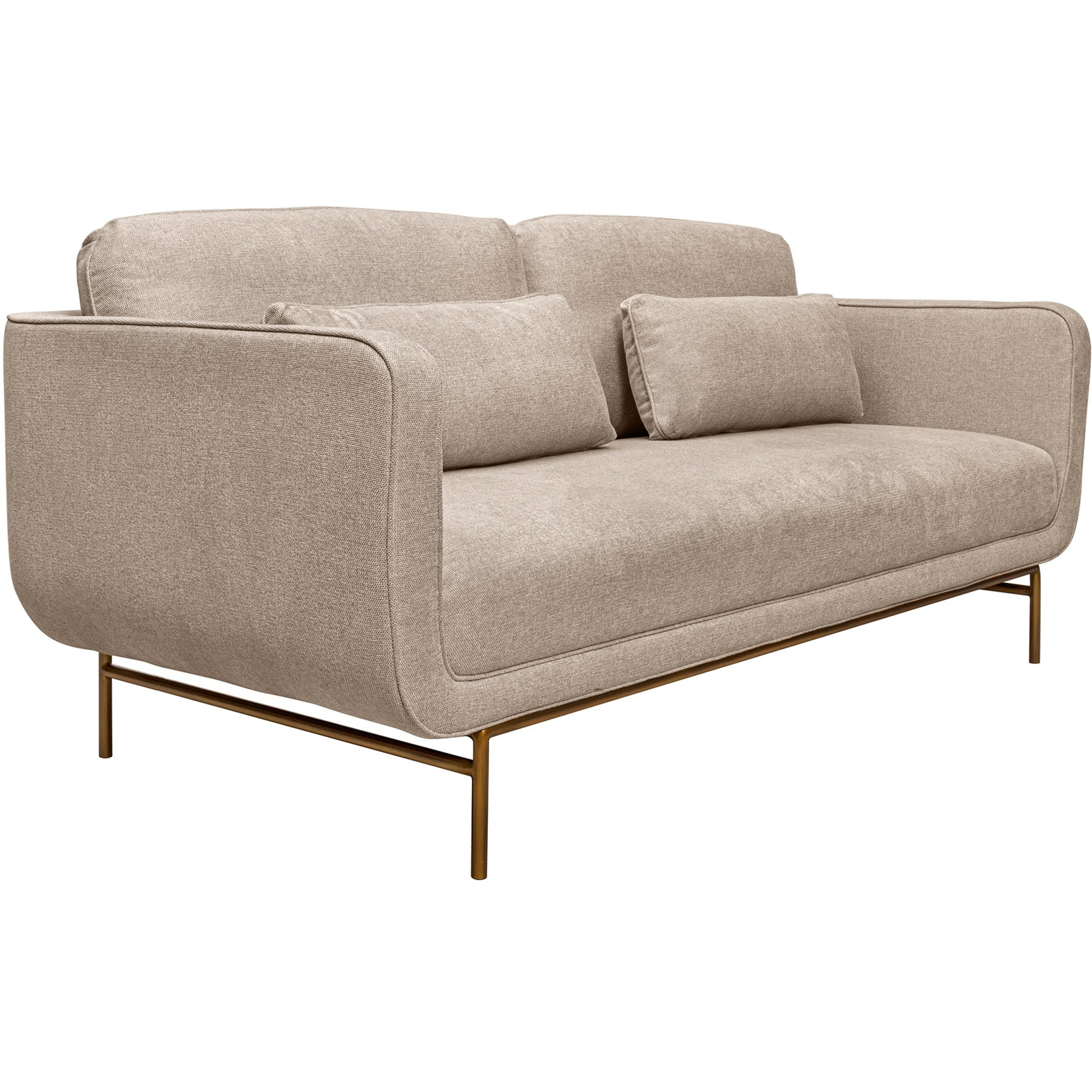 Lilou 77"" Beige Fabric Sofa With Antique Brass Metal Legs