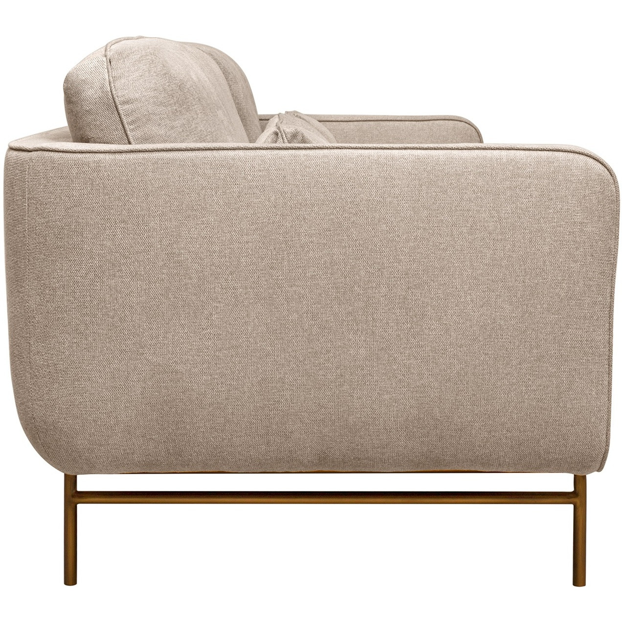 Lilou 77"" Beige Fabric Sofa With Antique Brass Metal Legs
