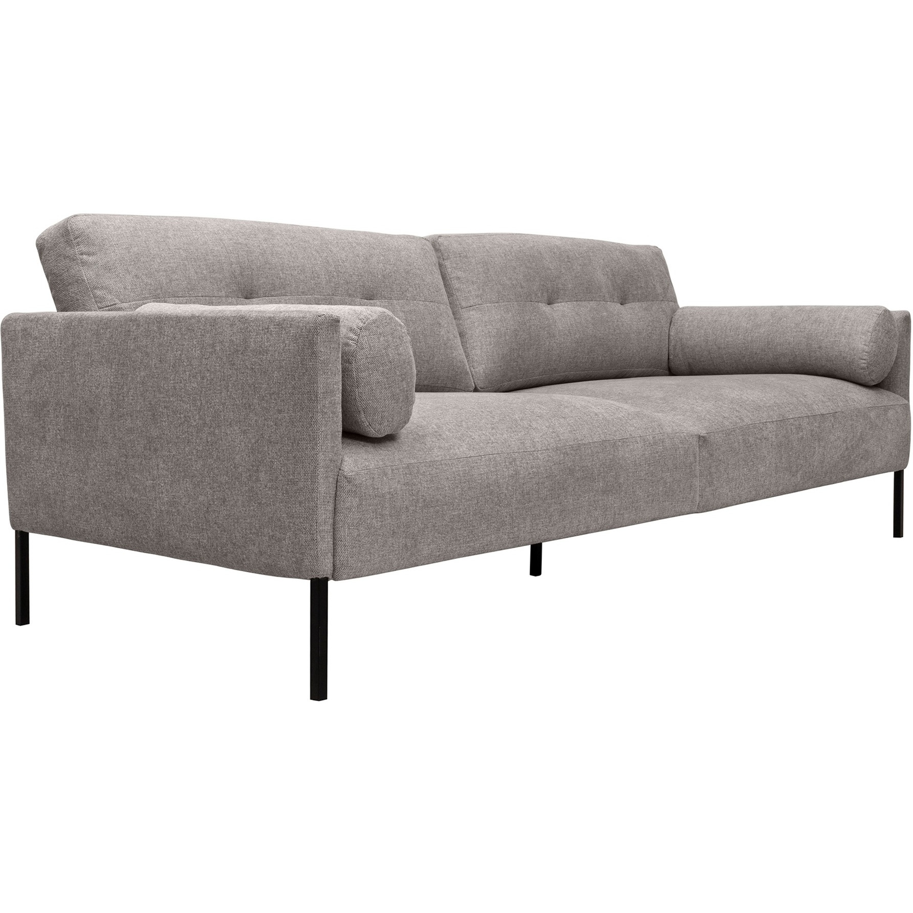 Michalina 84"" Gray Fabric Sofa With Black Metal Legs