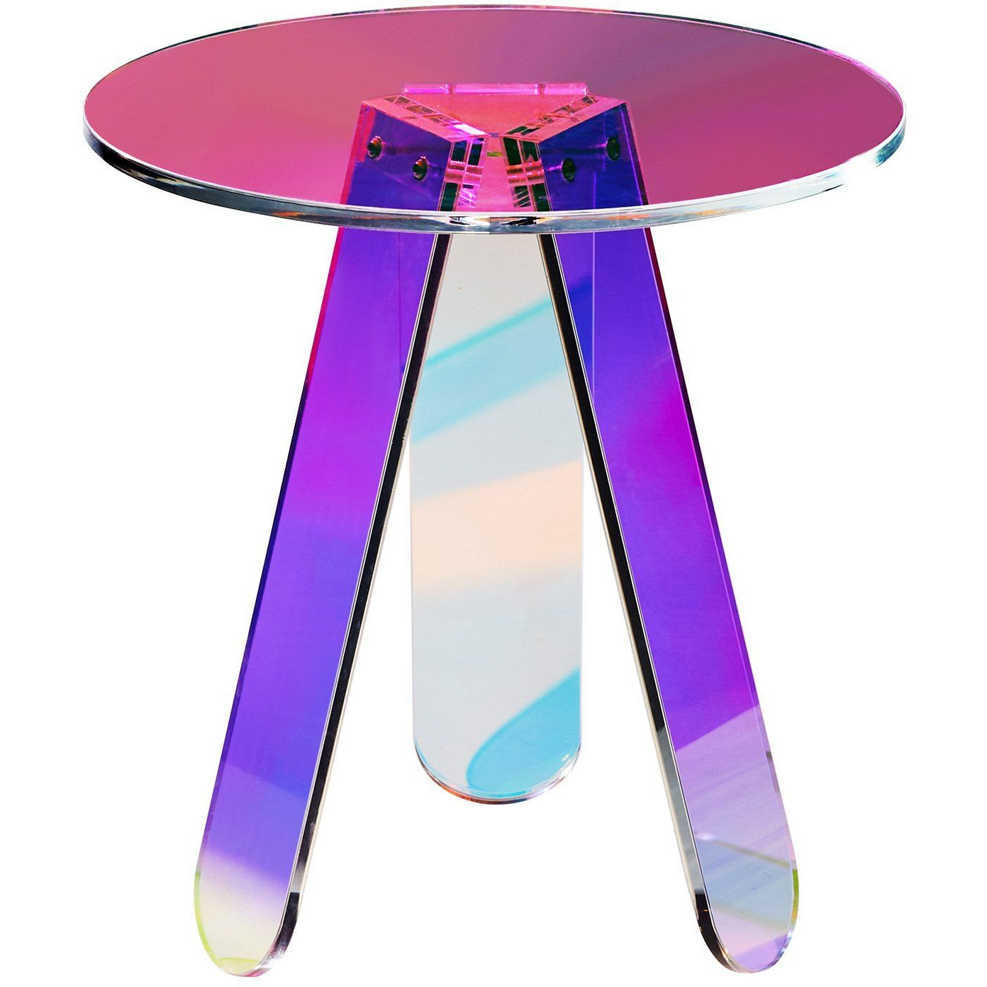 Vevor Round Iridescent Side Table  Acrylic End Table  Clear Rainbow Acrylic Coffee Table For Drink  Food  Snack Used In Living Room  Bedroom  And Study