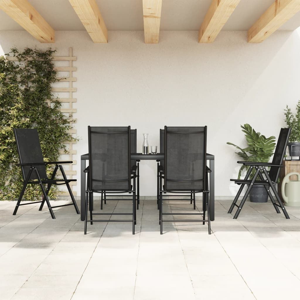 Vidaxl 7 Piece Patio Dining Set Black Aluminum