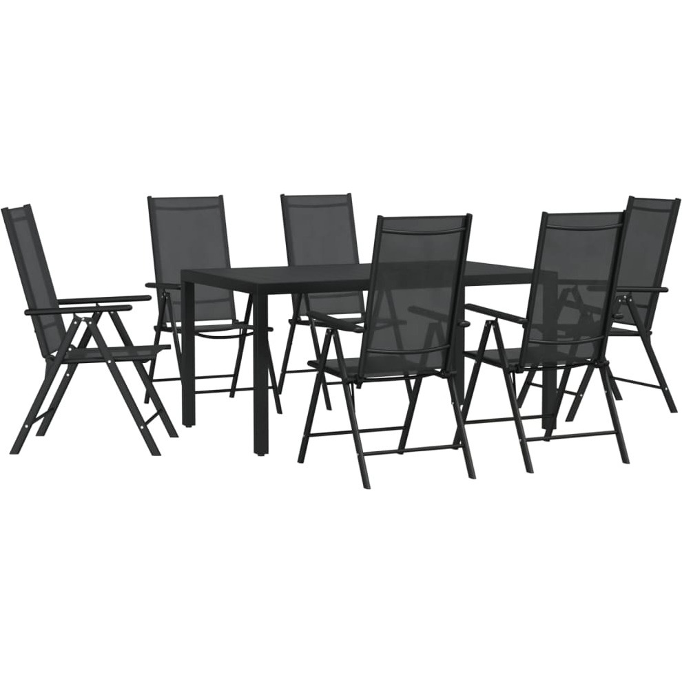 Vidaxl 7 Piece Patio Dining Set Black Aluminum