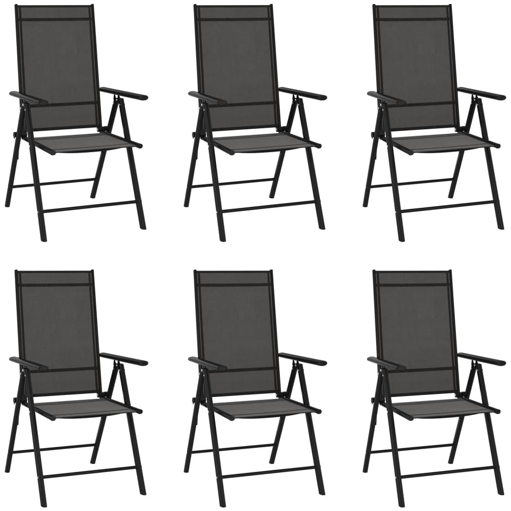 Vidaxl 7 Piece Patio Dining Set Black Aluminum