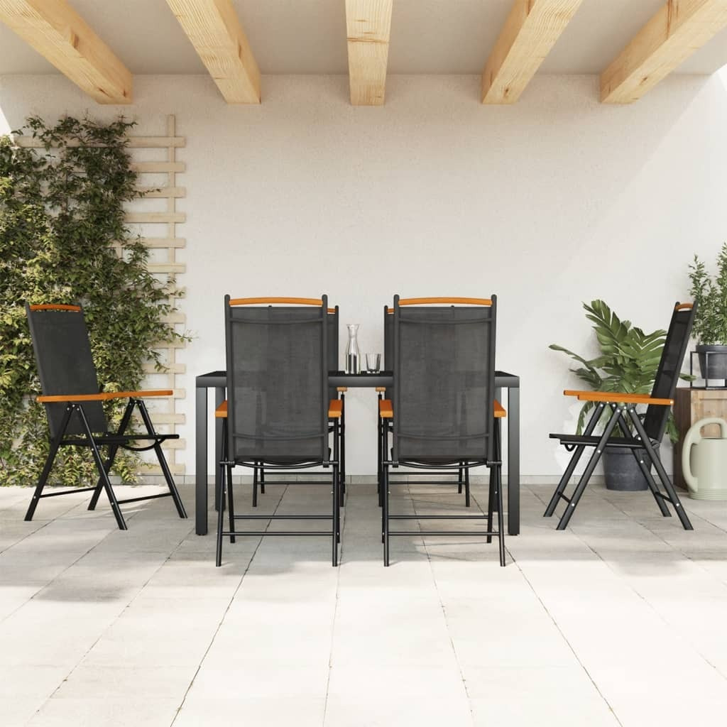 Vidaxl 7 Piece Patio Dining Set Black Aluminum