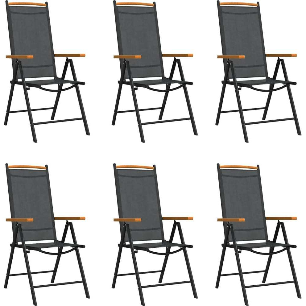 Vidaxl 7 Piece Patio Dining Set Black Aluminum