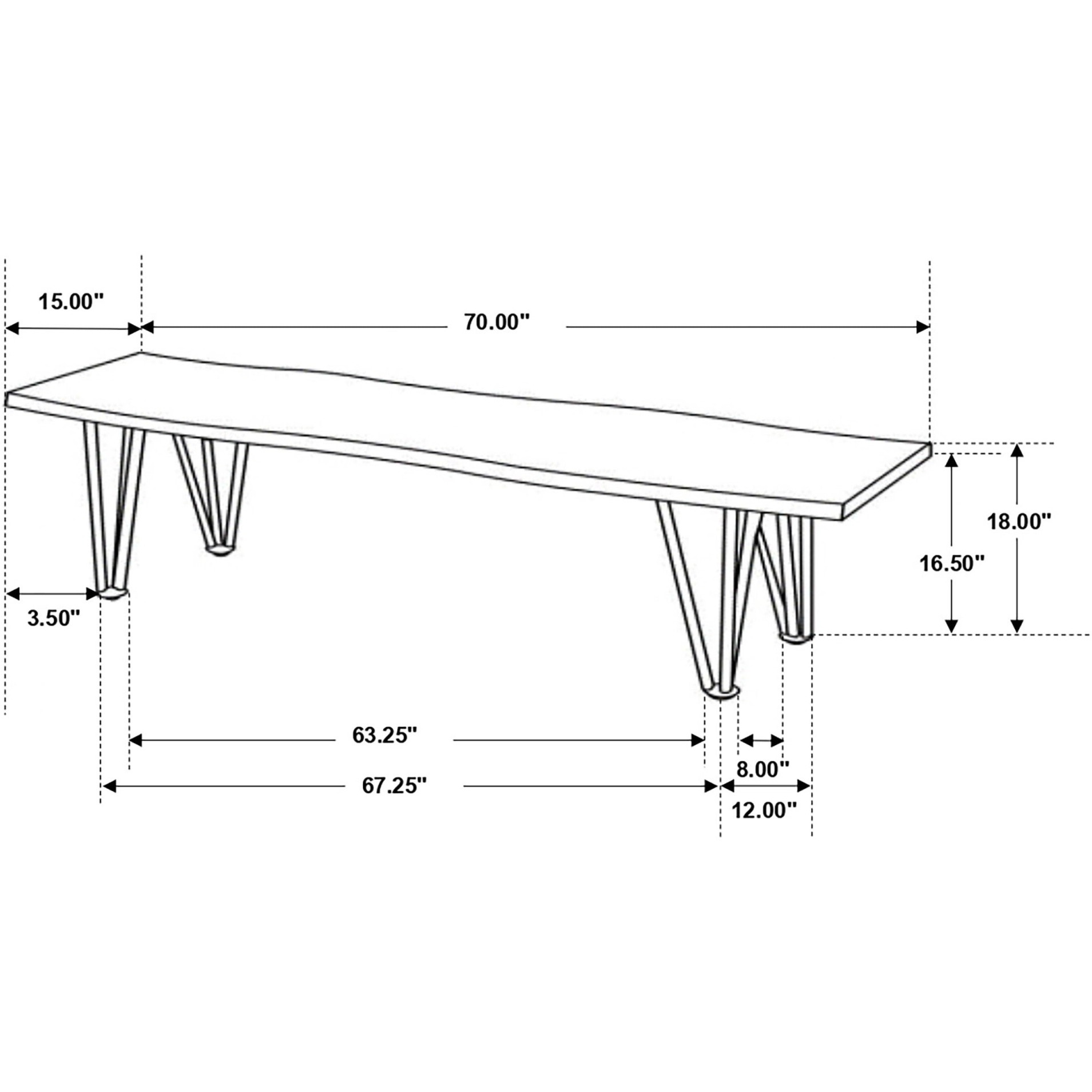 Neve Live-Edge Dining Bench With Hairpin Legs Sheesham Grey And Gunmetal