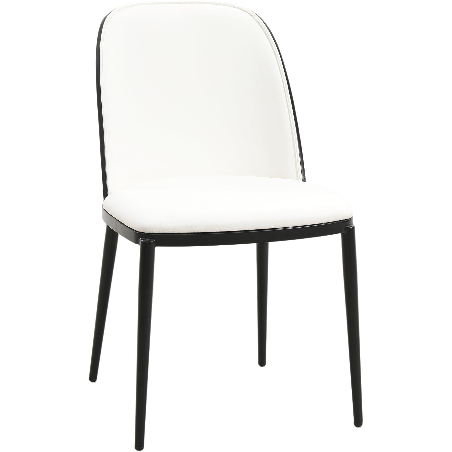 Leisuremod Tule Mid-Century Modern Dining Side Chair With Leather Seat And Powder-Coated Steel Frame For Kitchen And Dining Room