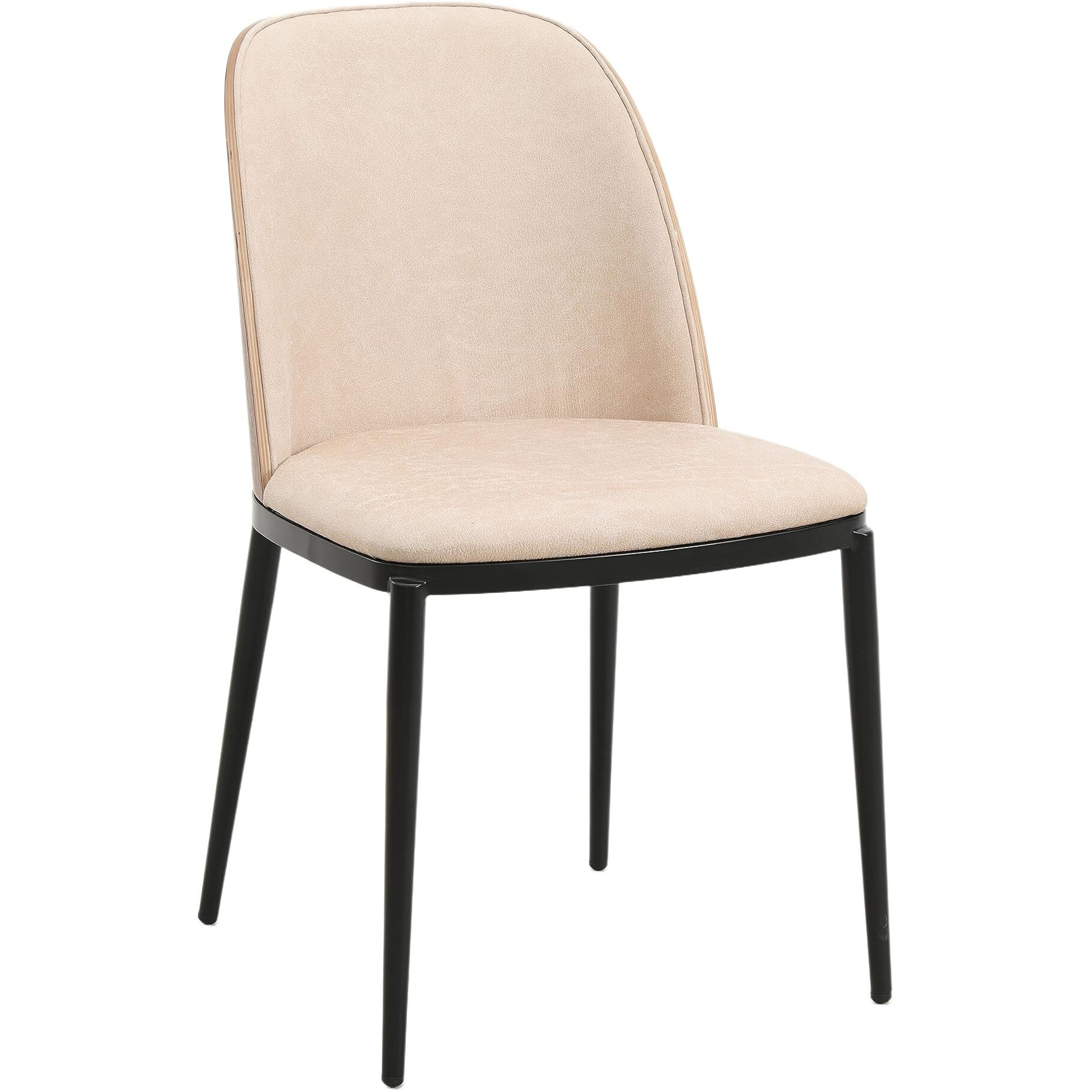 Leisuremod Tule Mid-Century Modern Dining Side Chair With Leather Seat And Powder-Coated Steel Frame For Kitchen And Dining Room