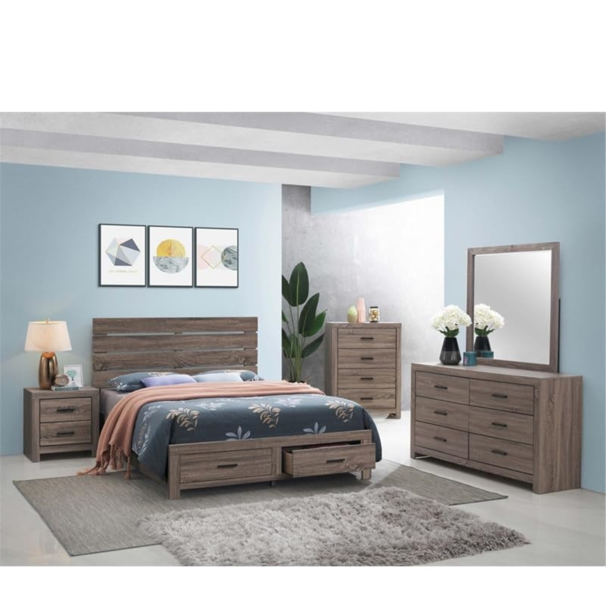 Brantford Eastern King Storage Bed Barrel Oak