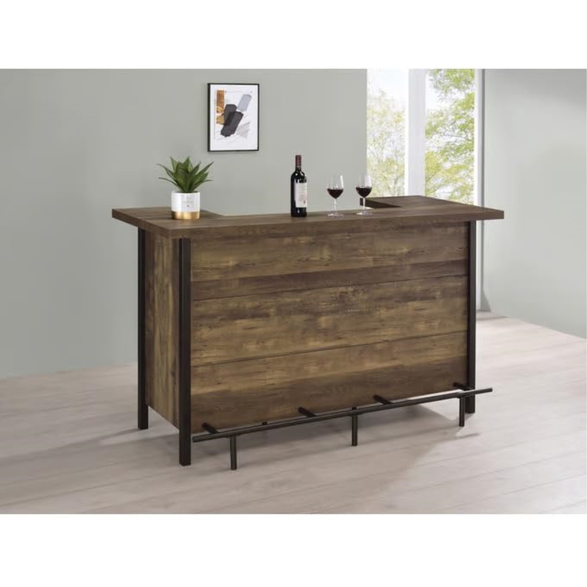 Bellemore Rectangular Storage Bar Unit Rustic Oak