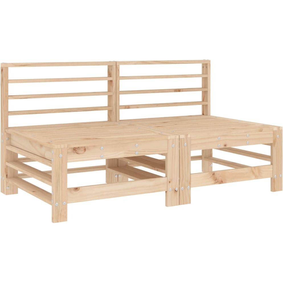 Vidaxl Middle Sofas With Cushions 2 Pcs Solid Wood Pine