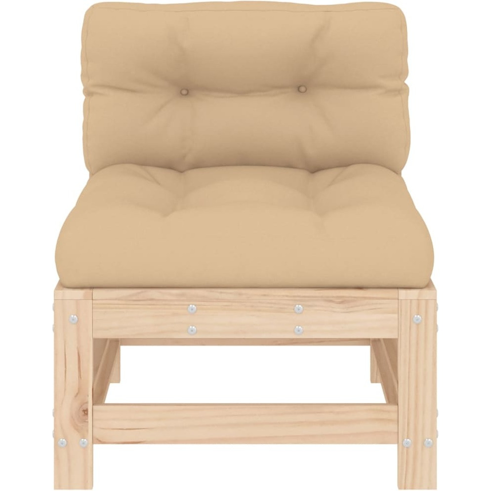 Vidaxl Middle Sofa With Cushions Solid Wood Pine