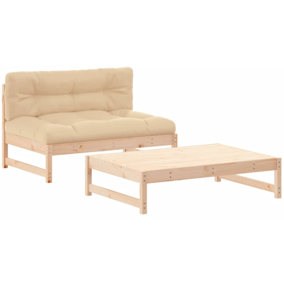 Vidaxl 2 Piece Patio Lounge Set With Cushions Solid Wood