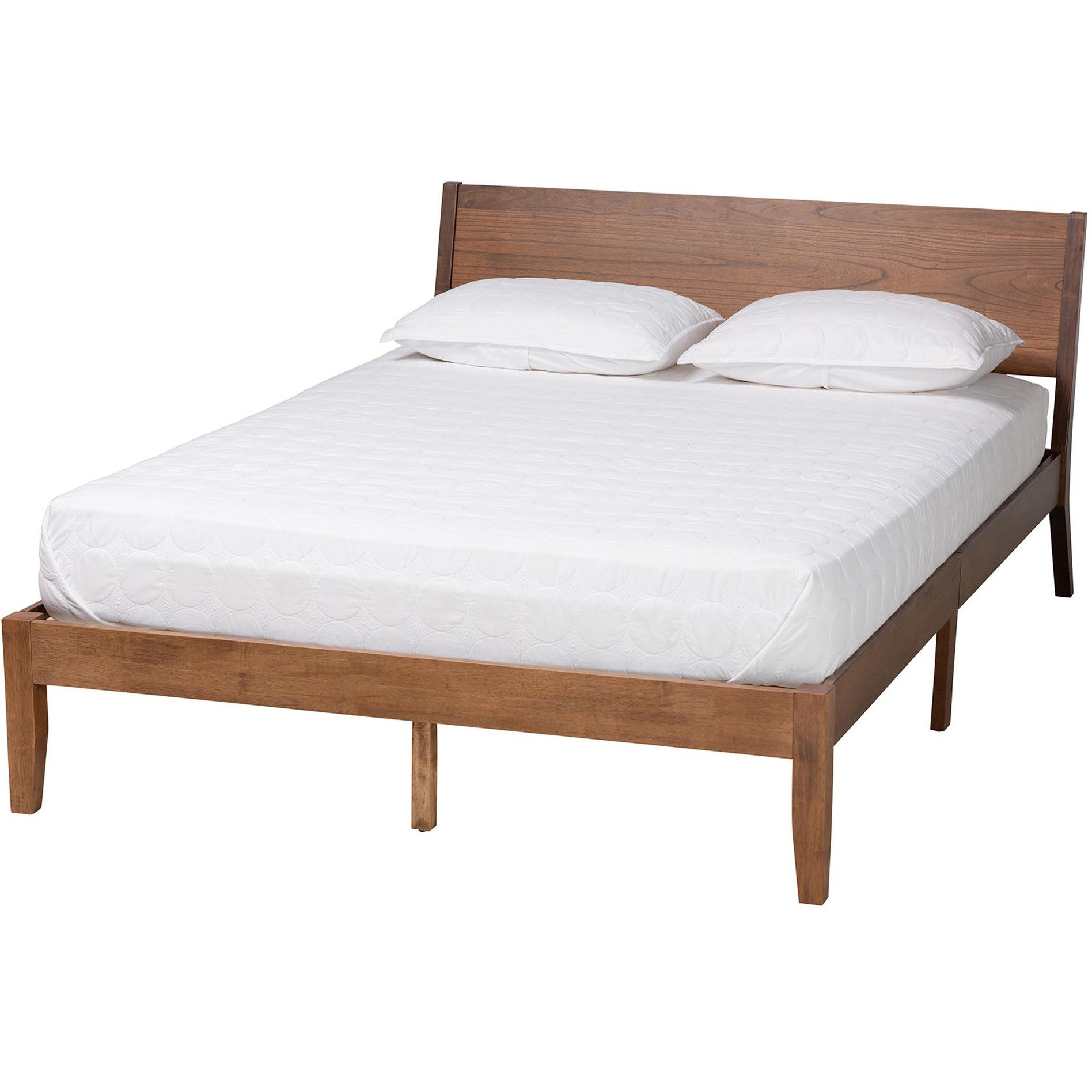 Baxton Studio Salvatore Mid-Century Modern Walnut Brown Finished Wood Queen Size Platform Bed