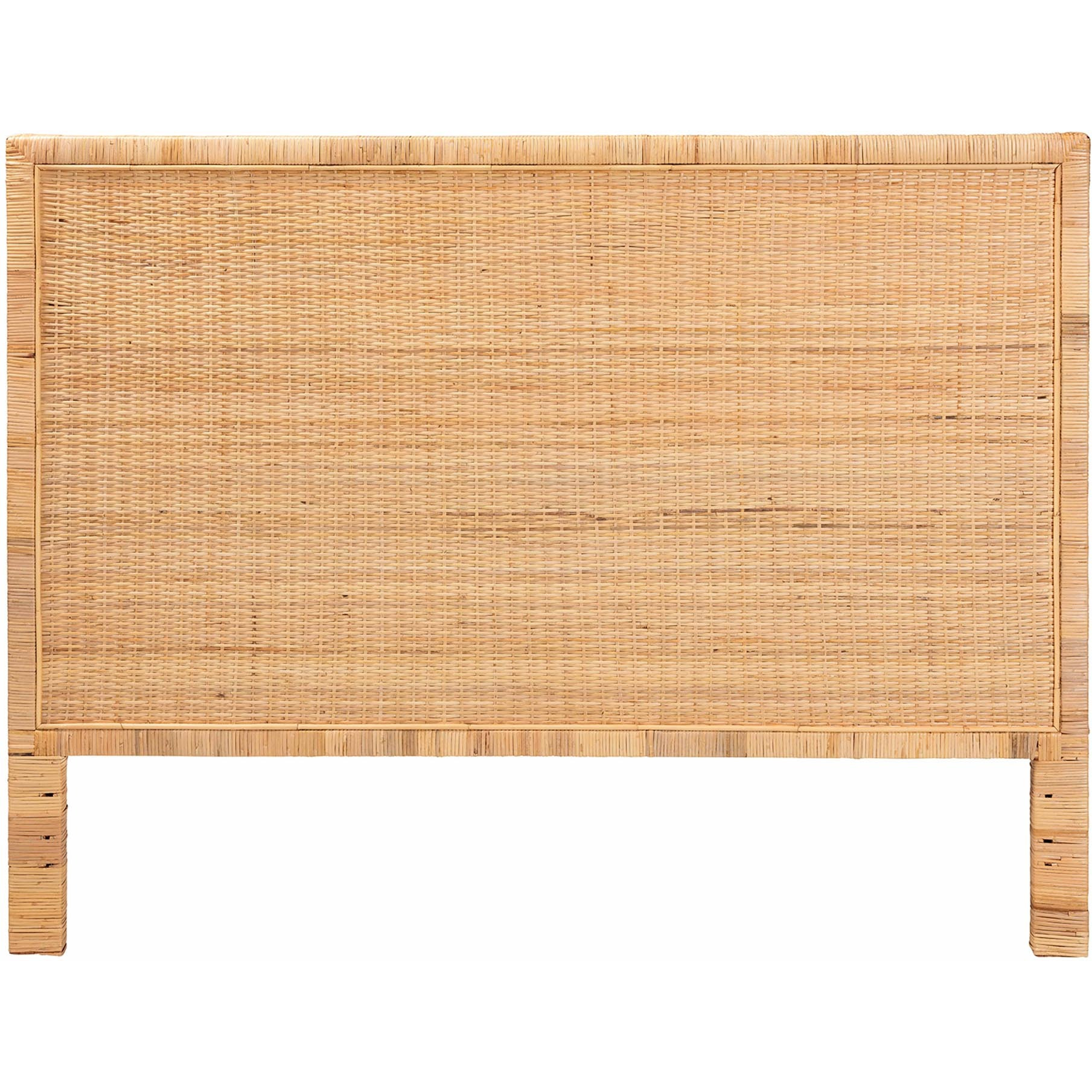 Bali & Pari Adelyn Modern Bohemian Natural Brown Rattan And Mahogany Wood King Size Headboard