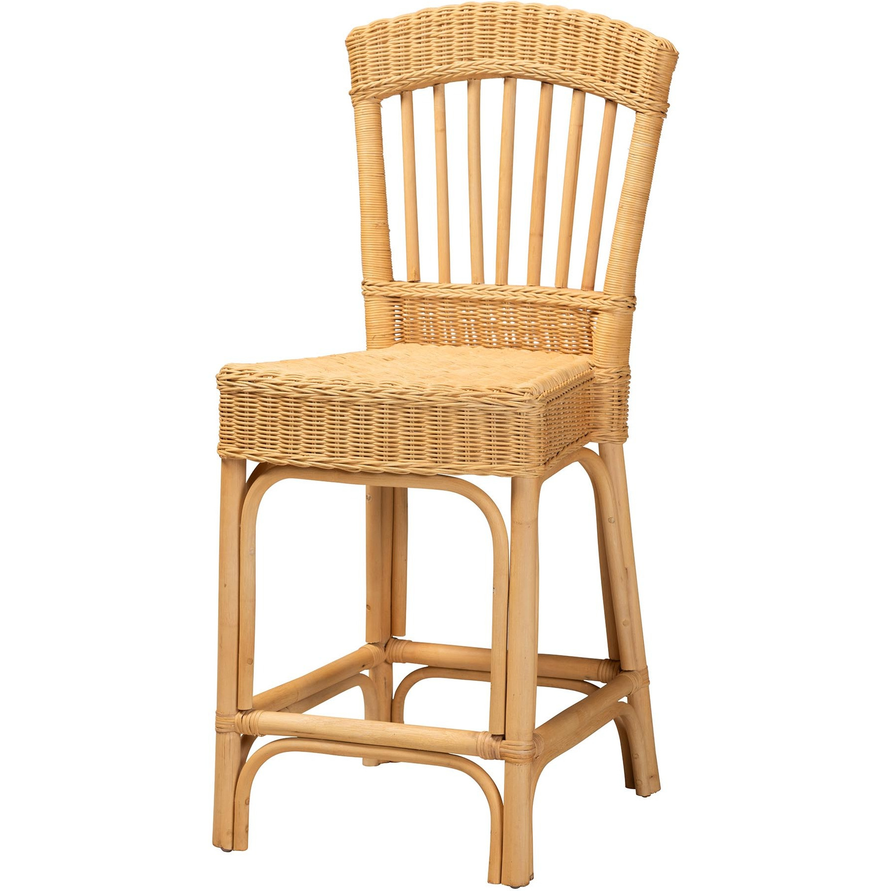 Bali & Pari Barito Modern Bohemian Natural Rattan Counter Stool