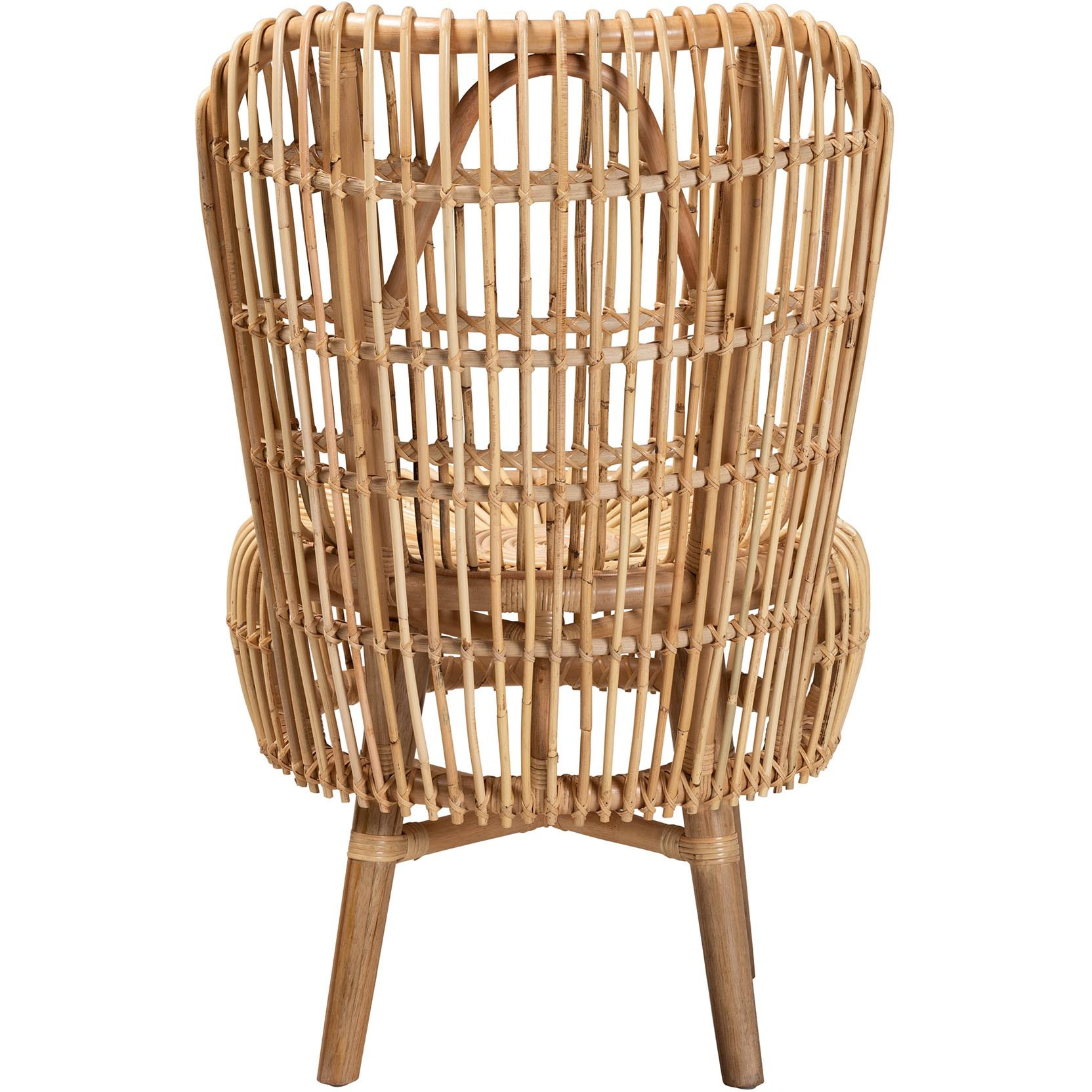 Bali & Pari Nagoya Modern Bohemian Natural Rattan Tall Lounge Chair