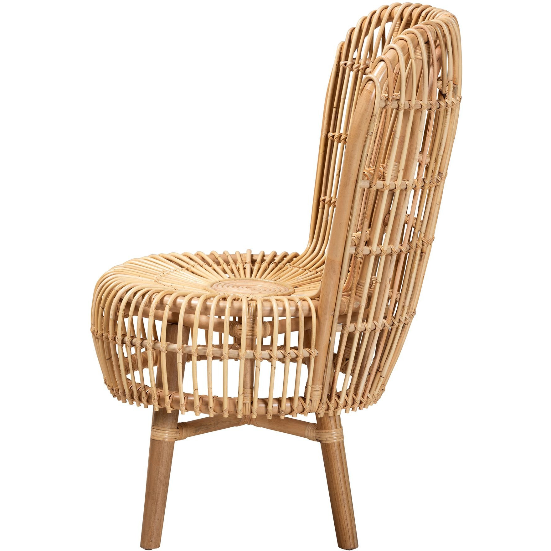Bali & Pari Nagoya Modern Bohemian Natural Rattan Tall Lounge Chair