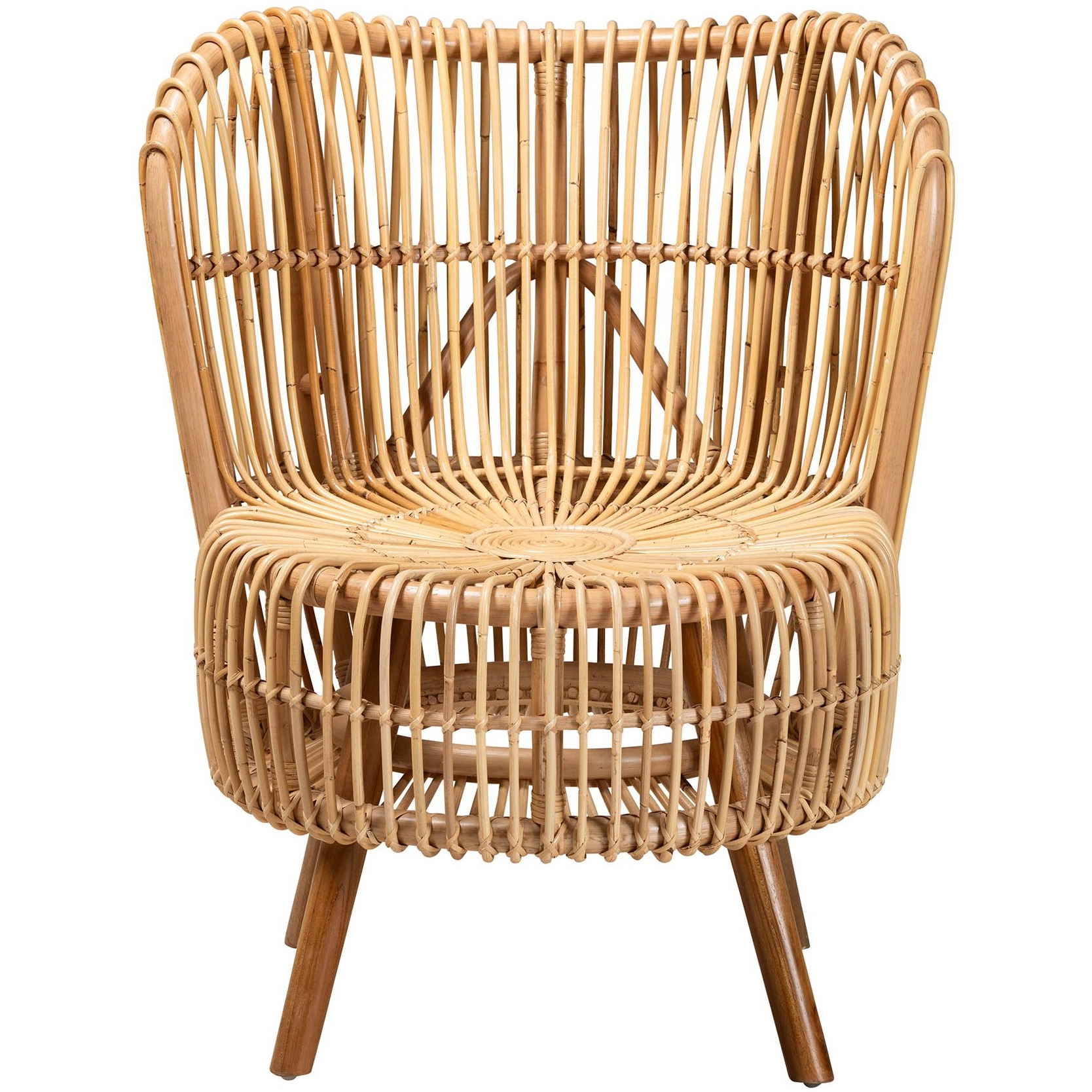 Bali & Pari Nagoya Modern Bohemian Natural Rattan Wide Seat Lounge Chair