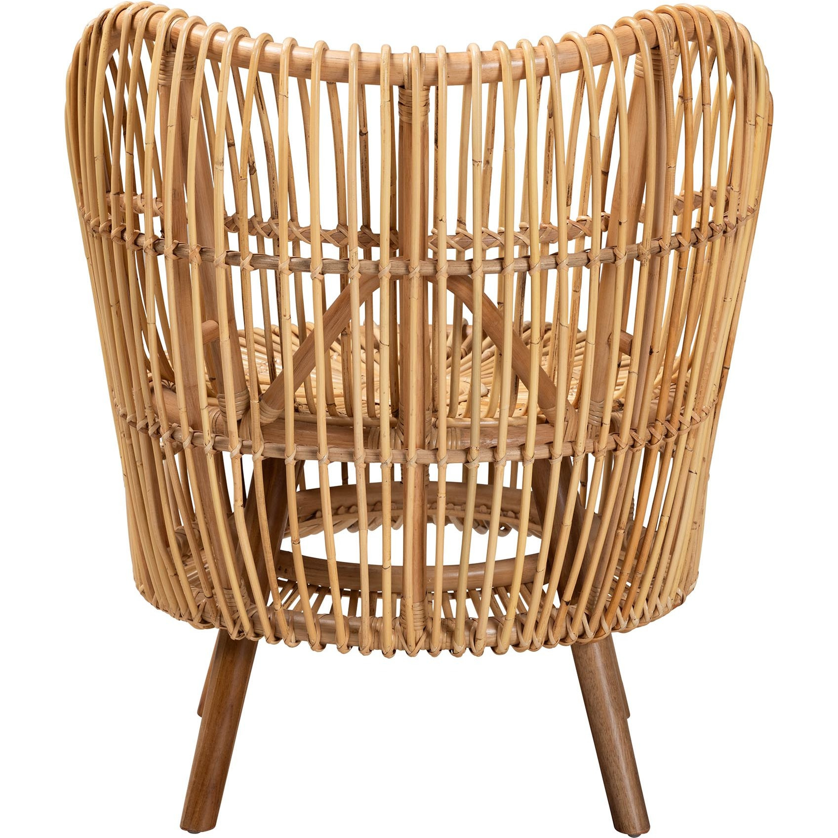 Bali & Pari Nagoya Modern Bohemian Natural Rattan Wide Seat Lounge Chair