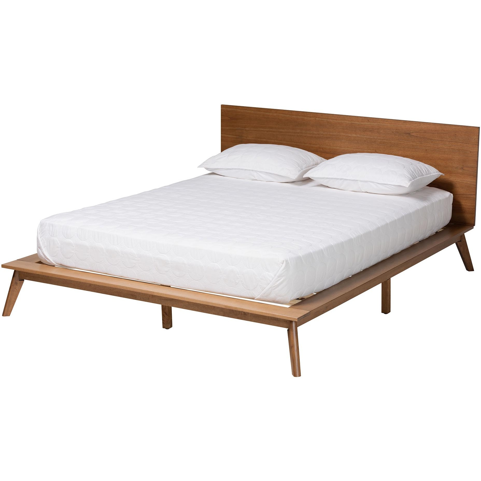 Baxton Studio Wheatley Mid-Century Modern Walnut Brown Finished Wood King Size Platform Bed