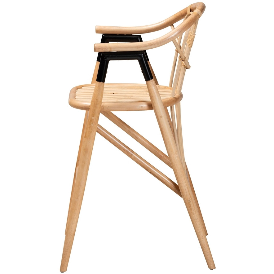 Bali & Pari Cyntia Modern Bohemian Natural Brown Rattan Counter Stool