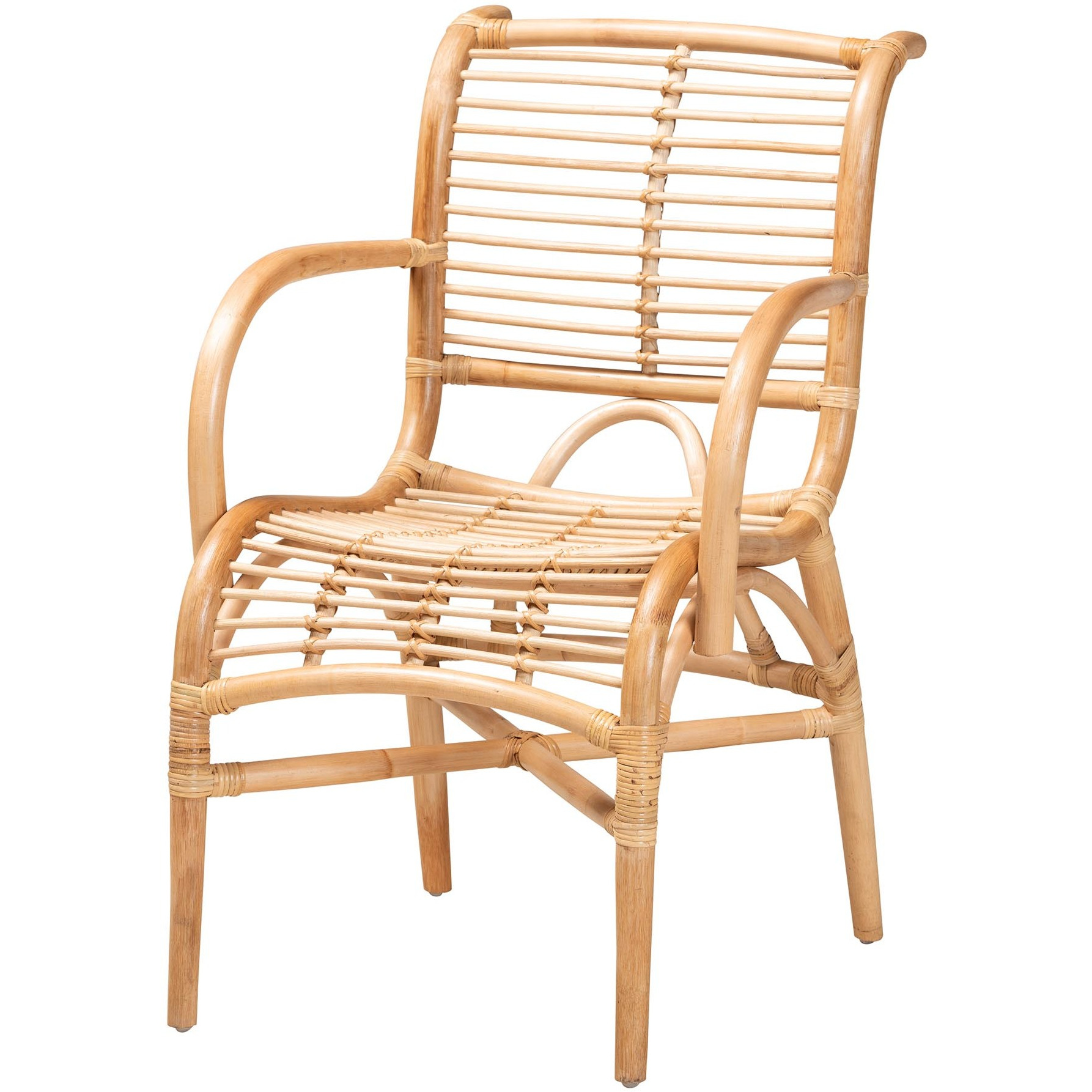 Bali & Pari Seminyak Modern Bohemian Natural Rattan Lounge Chair