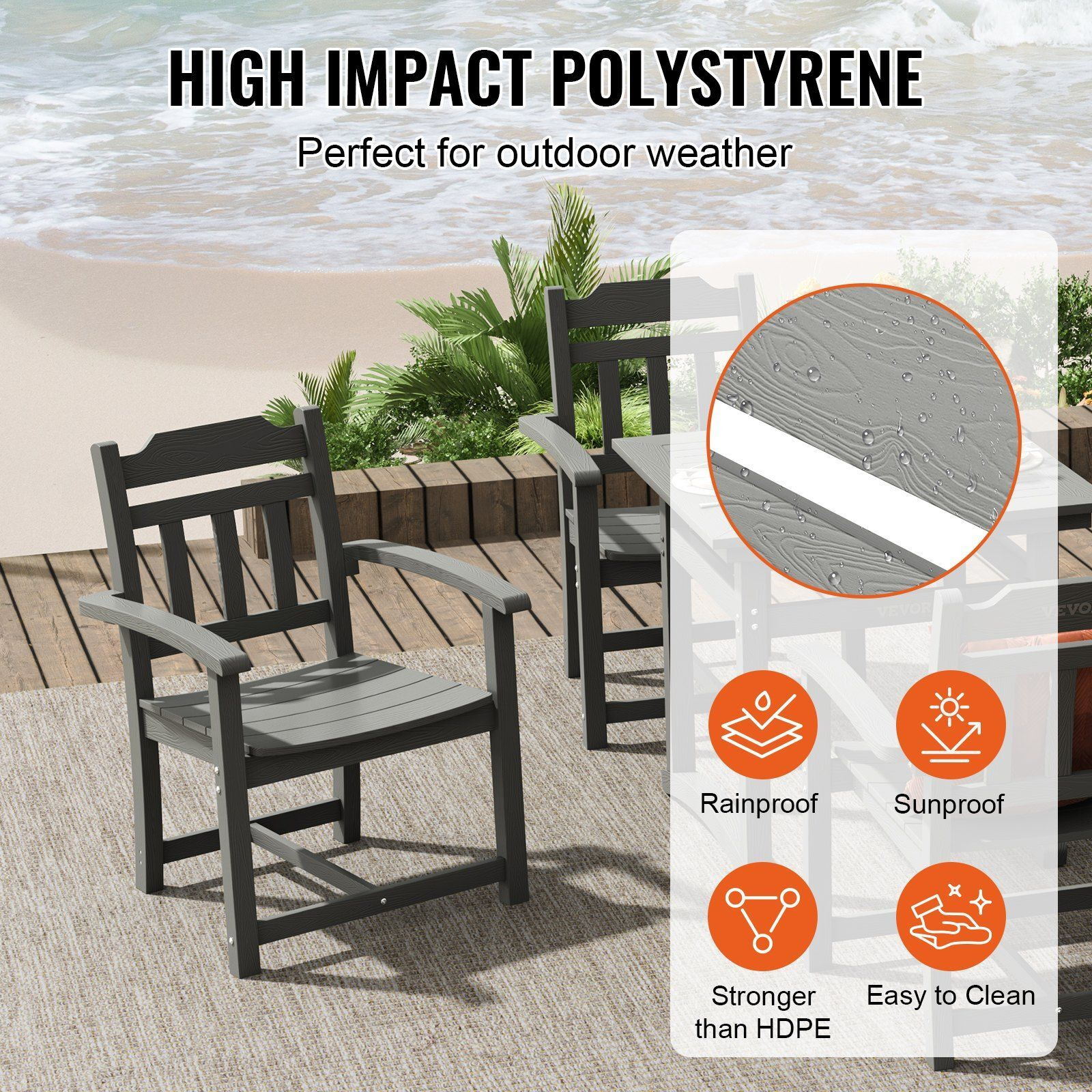 Vevor 5 Pieces Patio Dining Set  Outdoor Square Furniture Table And Chairs  All Weather Garden Furniture Table Sets  Hips Small Patio Conversation Set  For Lawn  Deck  Backyard  Poolside  Light Gray