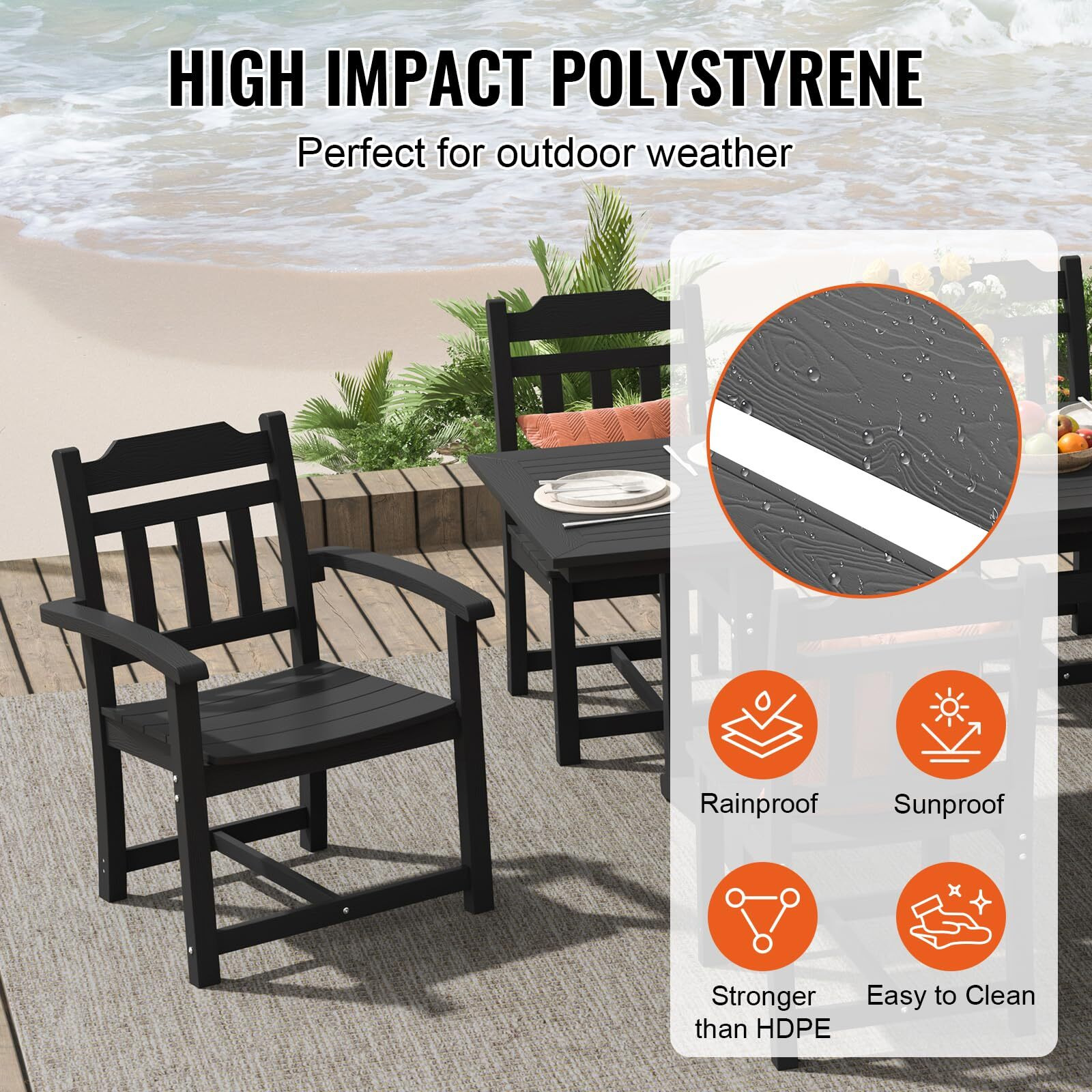 Vevor 7 Pieces Patio Dining Set  Outdoor Rectangle Furniture Table And Chairs Set  All Weather Garden Furniture Table Sets  Hips Patio Conversation Set  For Lawn  Deck  Backyard  Poolside  Black