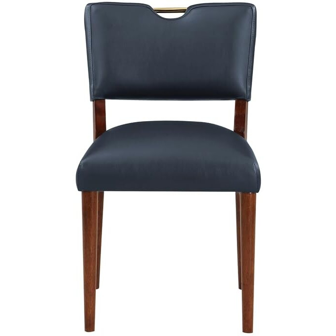 Bonito Midnight Blue Faux Leather 7Pc Dining Set In Walnut Finish