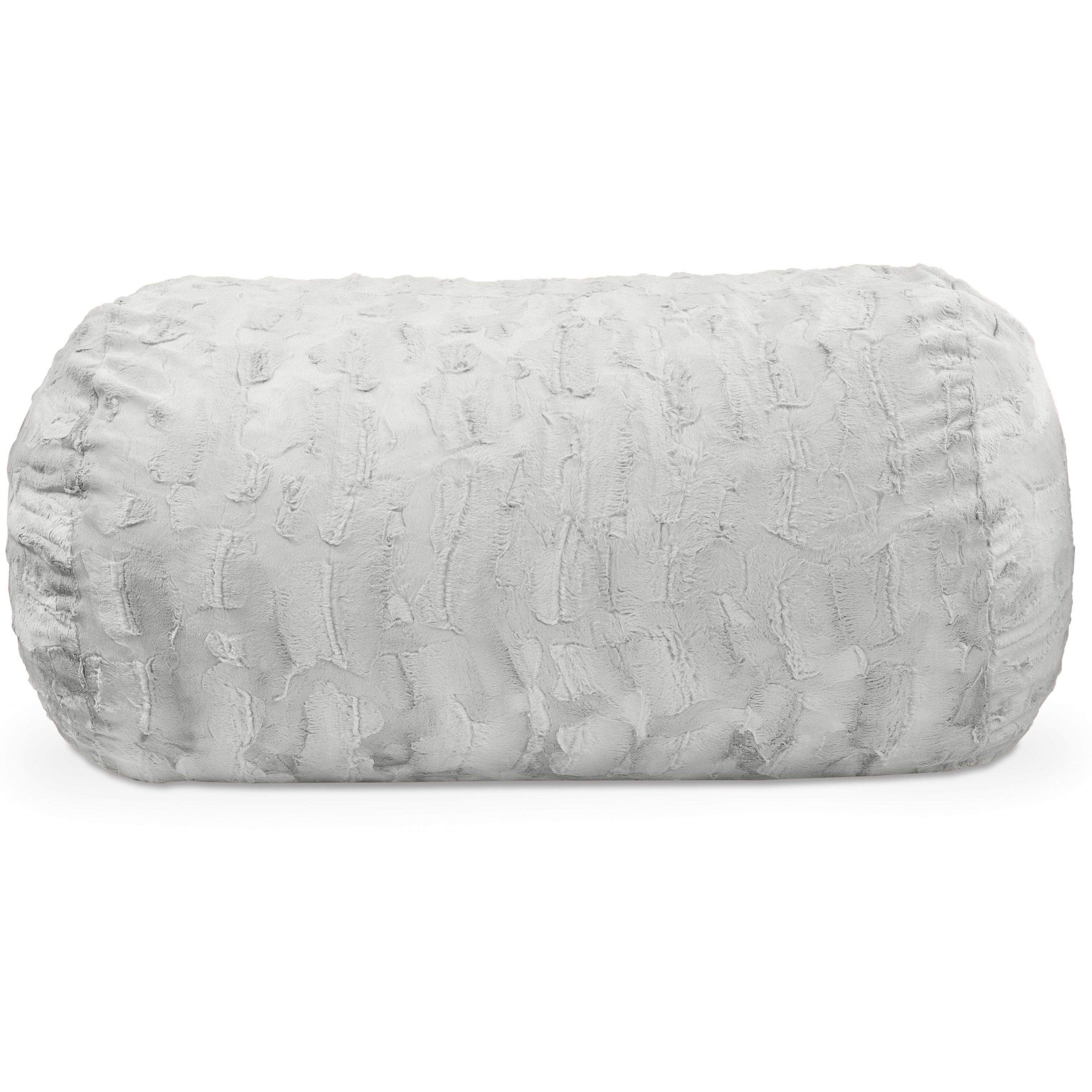 Jaxx Sofa Saxx Bean Bag Couch - 4 Foot - Faux Fur  Silver