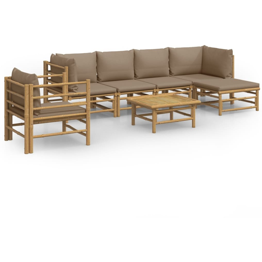 Vidaxl 7 Piece Patio Lounge Set With Taupe Cushions Bamboo