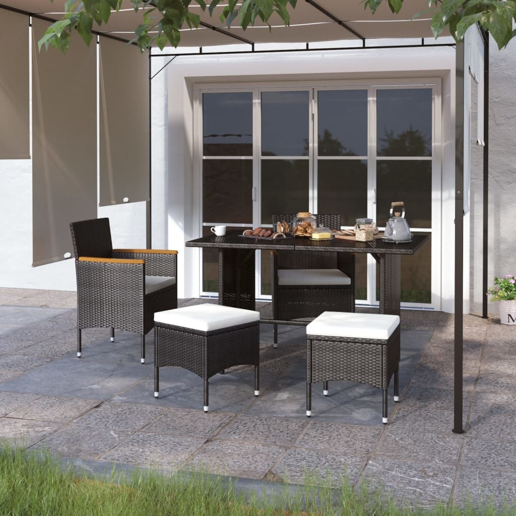 Vidaxl 4 Piece Patio Chair And Stool Set Poly Rattan Black