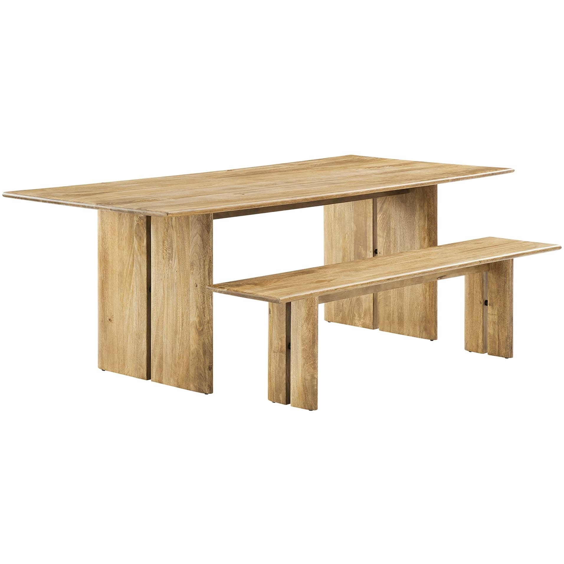 Amistad 86"" Wood Dining Table And Bench Set