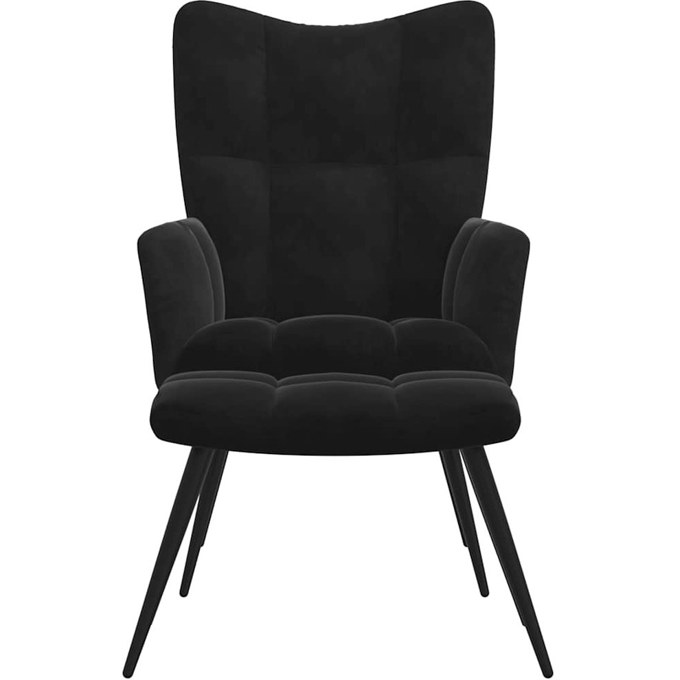 Vidaxl Relaxing Chair With A Stool Black Velvet