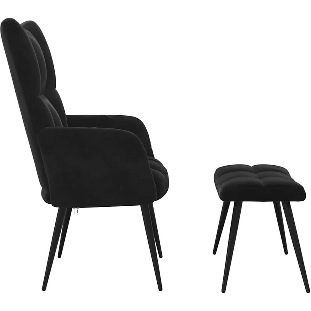 Vidaxl Relaxing Chair With A Stool Black Velvet