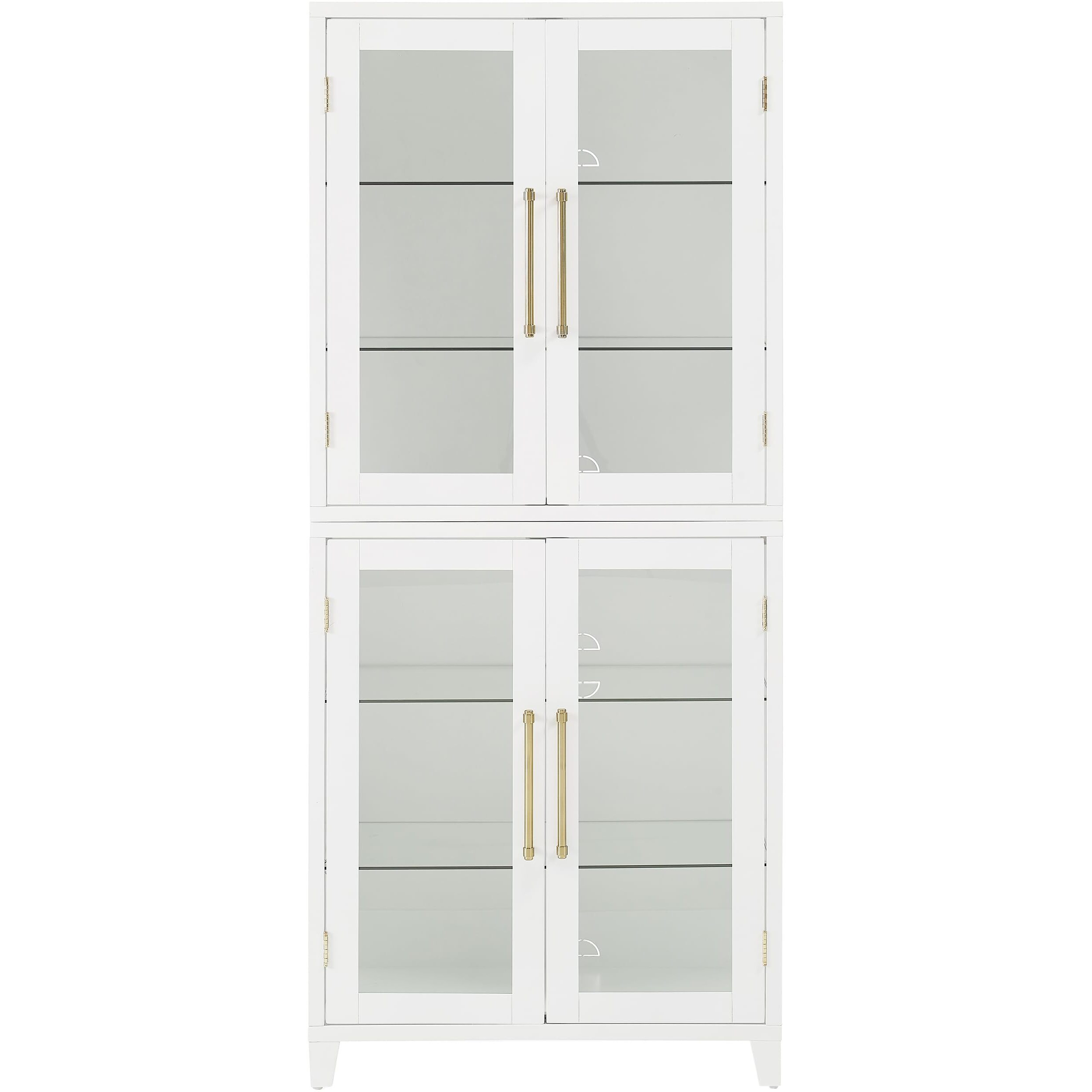 Roarke Glass Door Kitchen Pantry Storage Cabinet