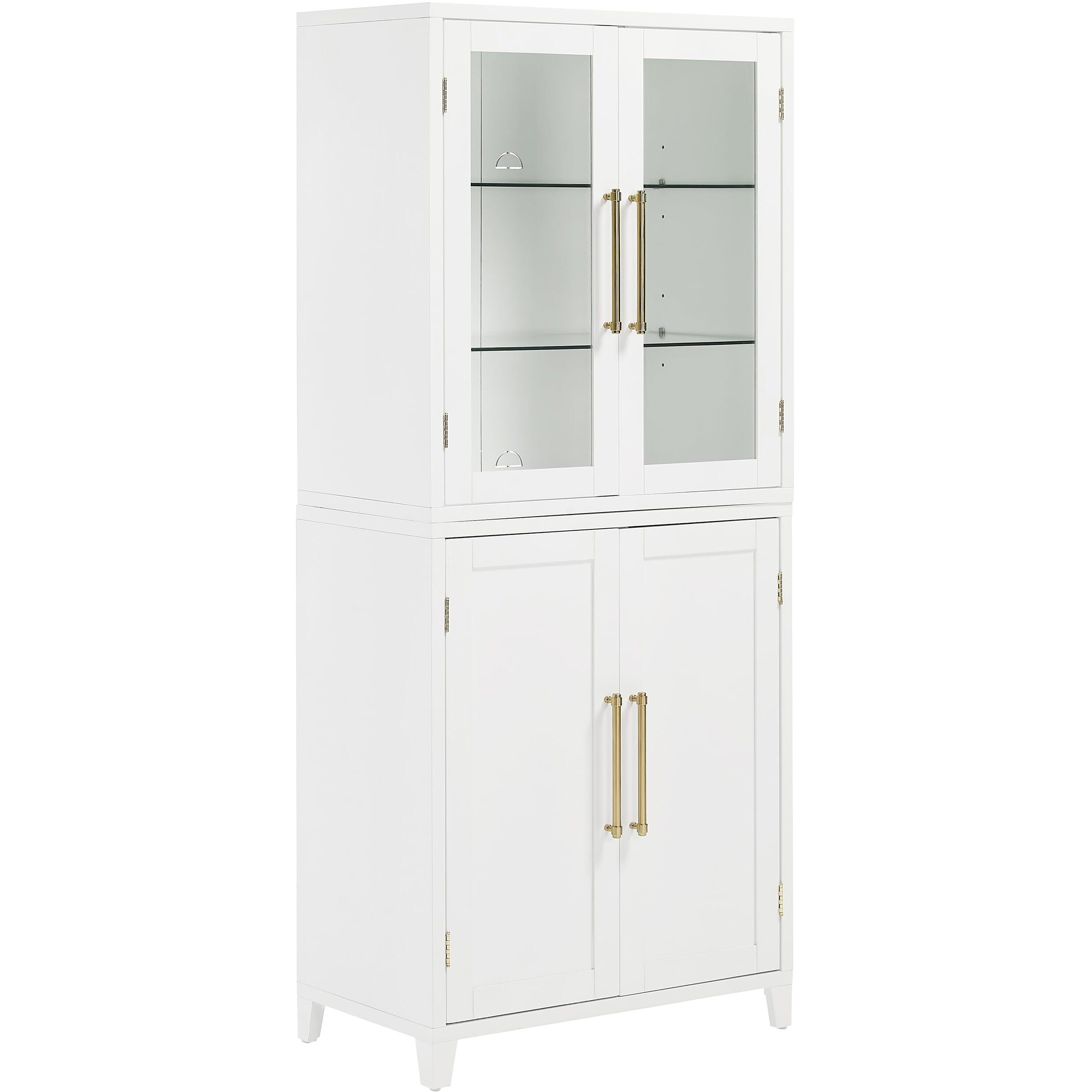 Roarke Pantry Storage Cabinet With Glass Door Hutch