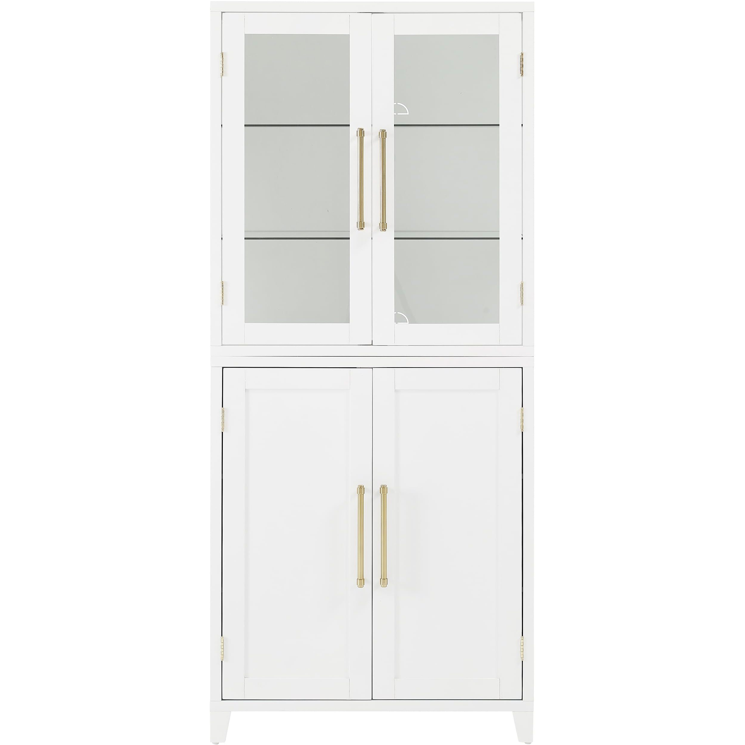 Roarke Pantry Storage Cabinet With Glass Door Hutch