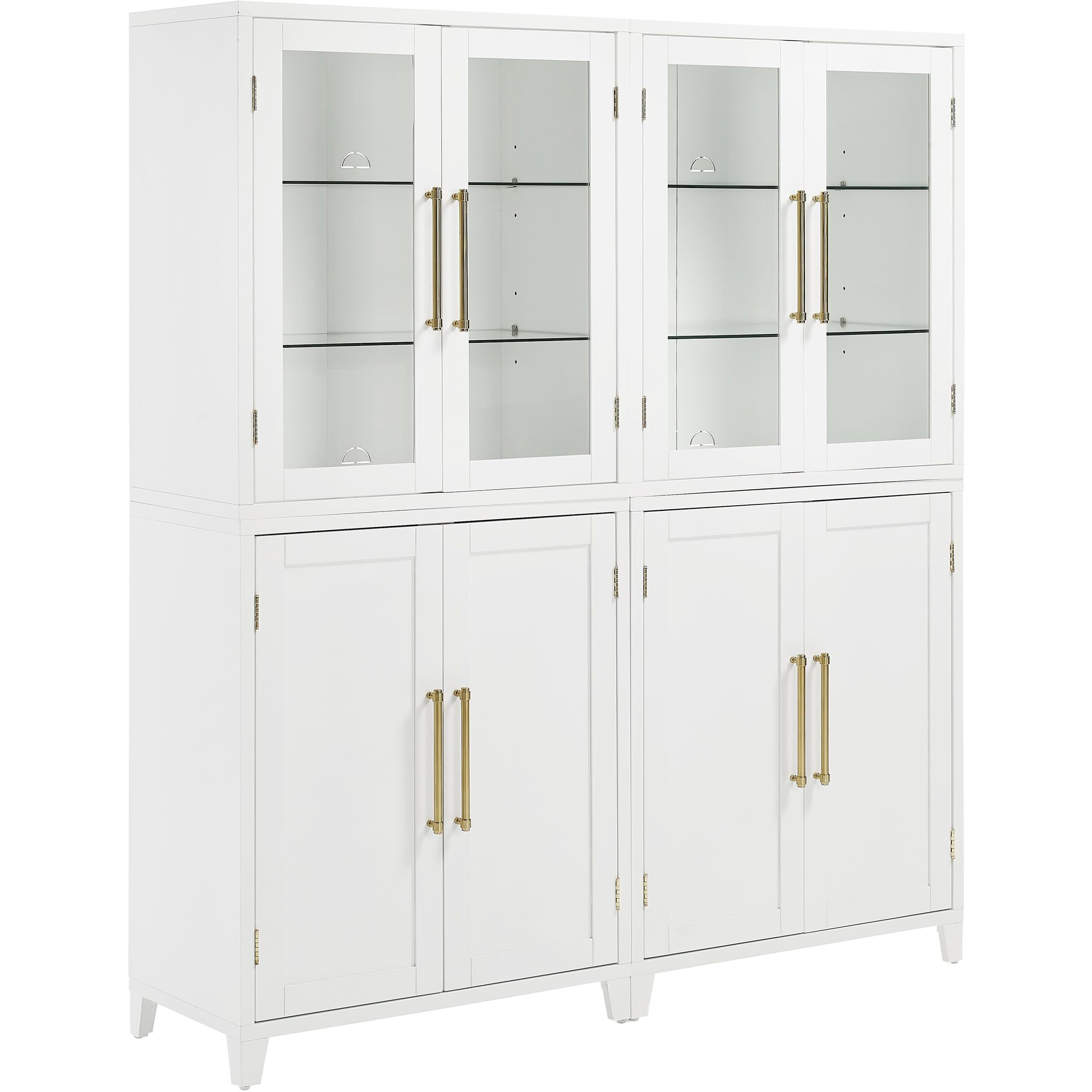 Roarke 2Pc Pantry Storage Cabinet W/Glass Door Hutch Set
