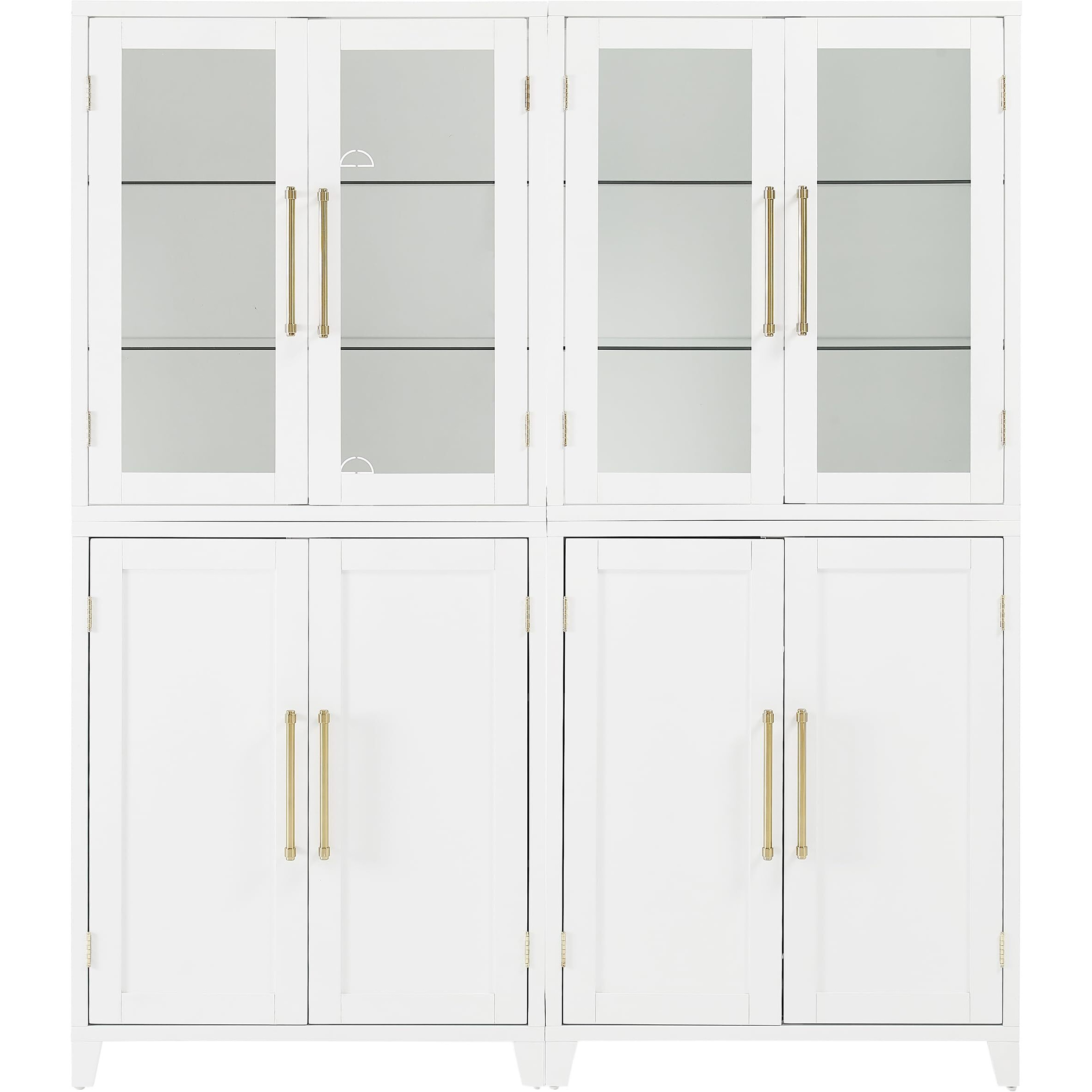 Roarke 2Pc Pantry Storage Cabinet W/Glass Door Hutch Set