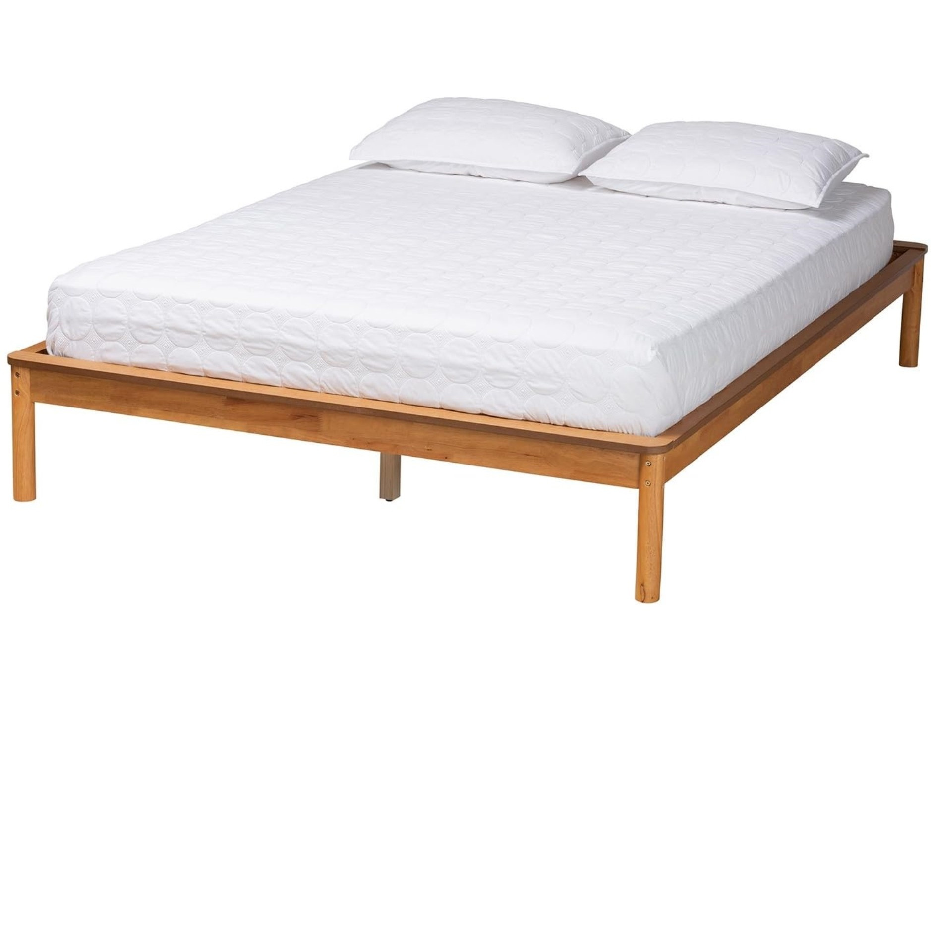 Baxton Studio Efren Mid-Century Modern Honey Oak Finished Wood Full Size Bed Frame