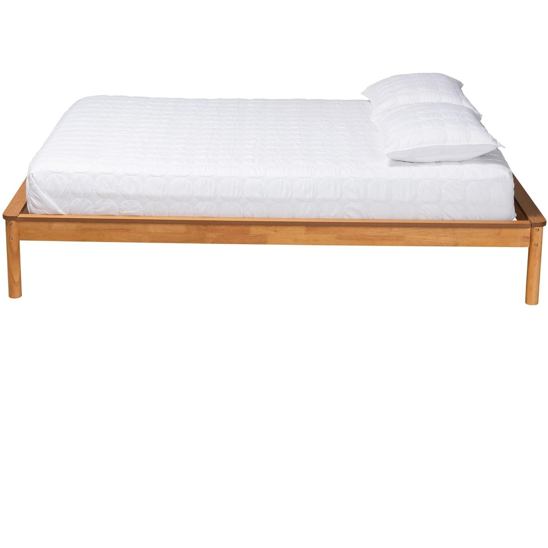 Baxton Studio Efren Mid-Century Modern Honey Oak Finished Wood Full Size Bed Frame