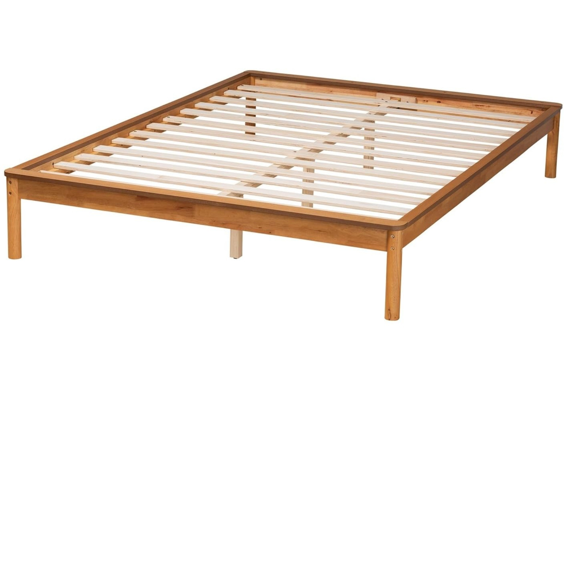 Baxton Studio Efren Mid-Century Modern Honey Oak Finished Wood Full Size Bed Frame