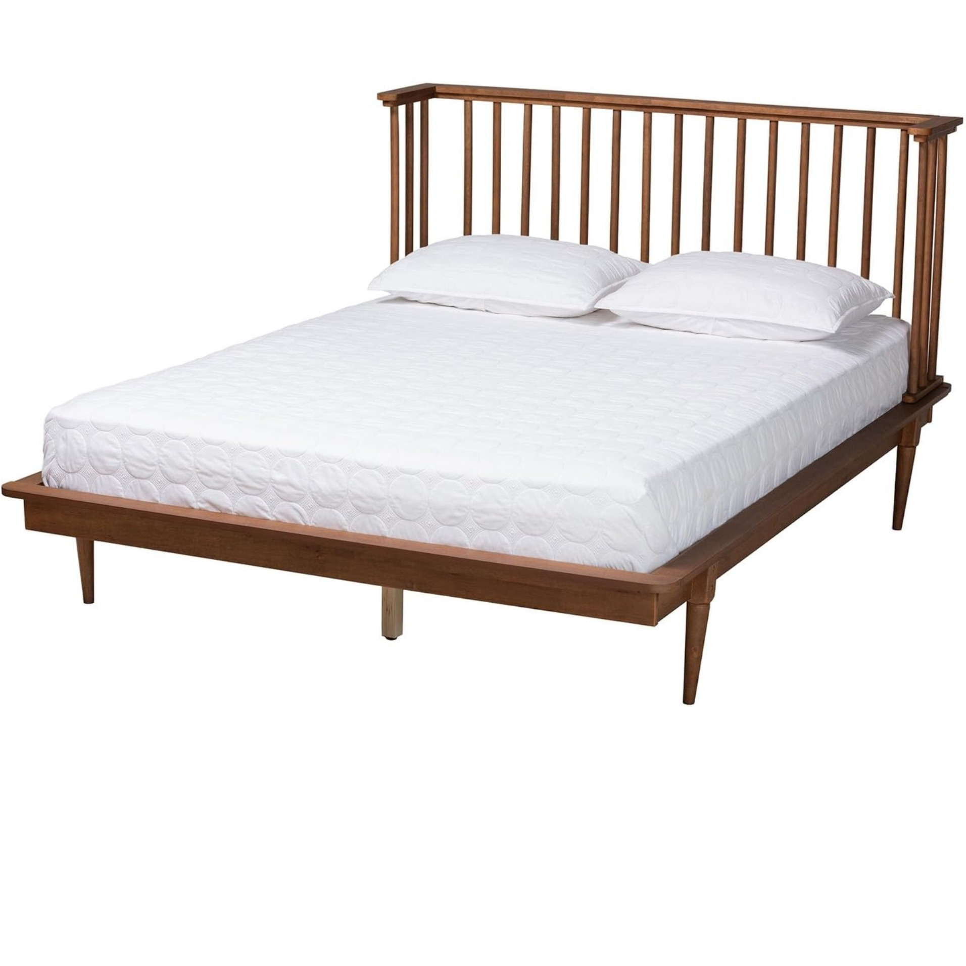Baxton Studio Flint Mid-Century Modern Ash Walnut Finished Wood King Size Platform Bed