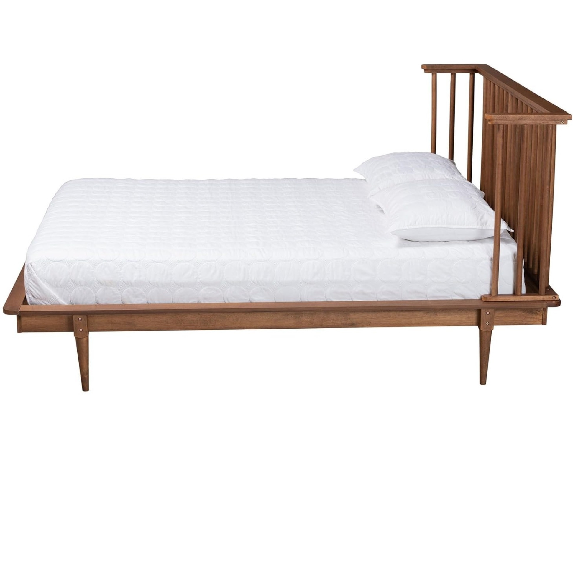 Baxton Studio Flint Mid-Century Modern Ash Walnut Finished Wood King Size Platform Bed