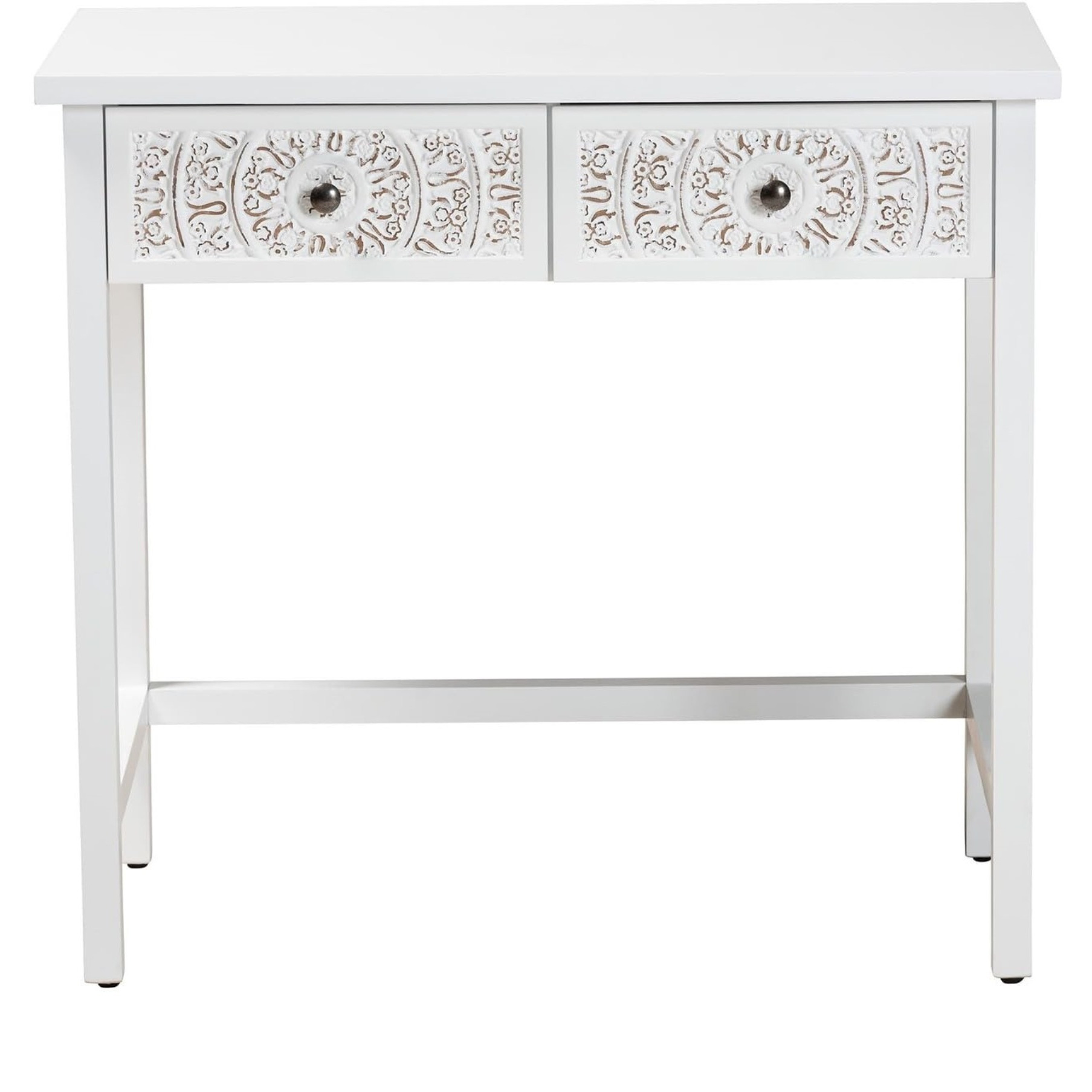 Yelena Classic And Traditional White Finished Wood 2-Drawer Console Table