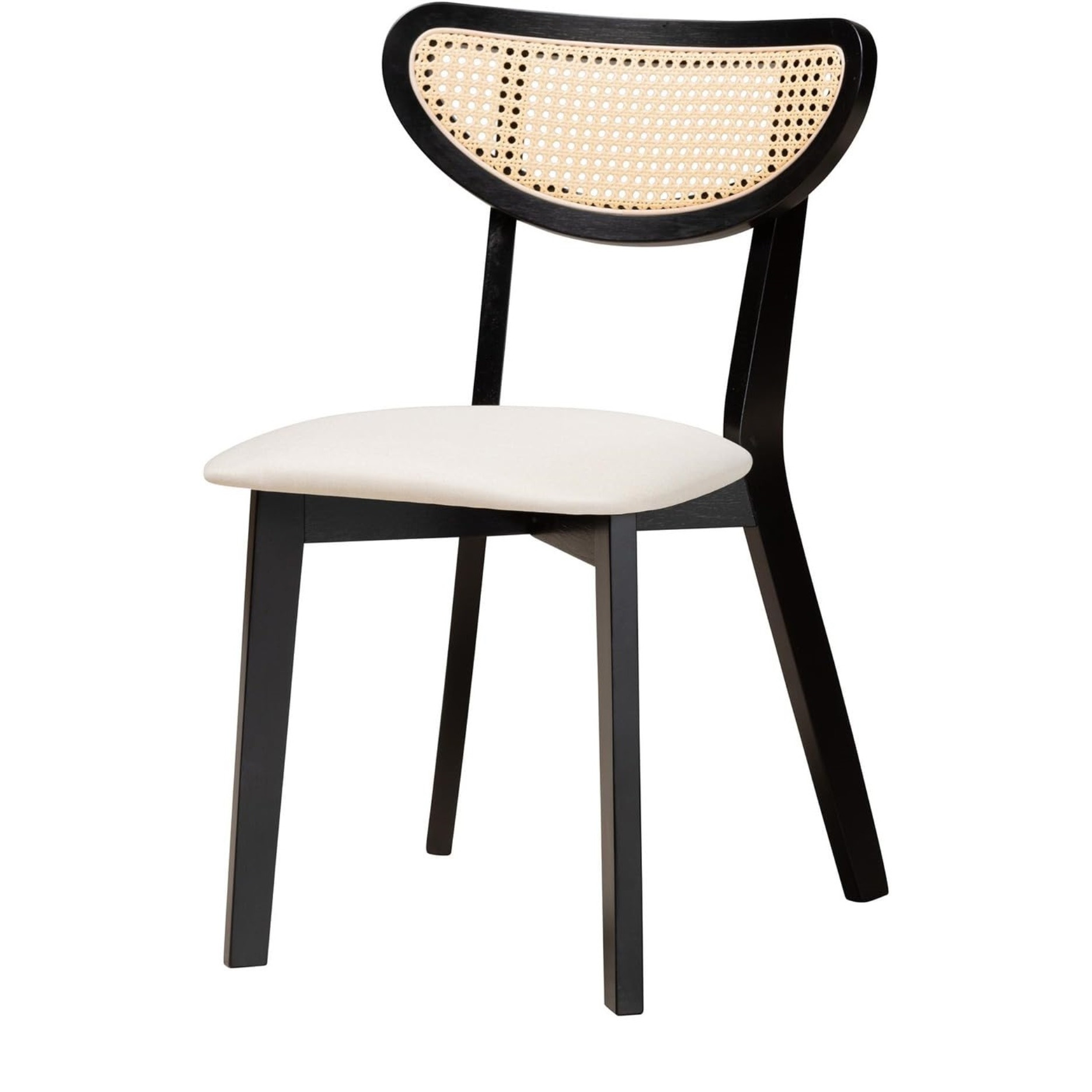Baxton Studio Dannell Mid-Century Modern Cream Fabric And Black Finished Wood 7-Piece Dining Set