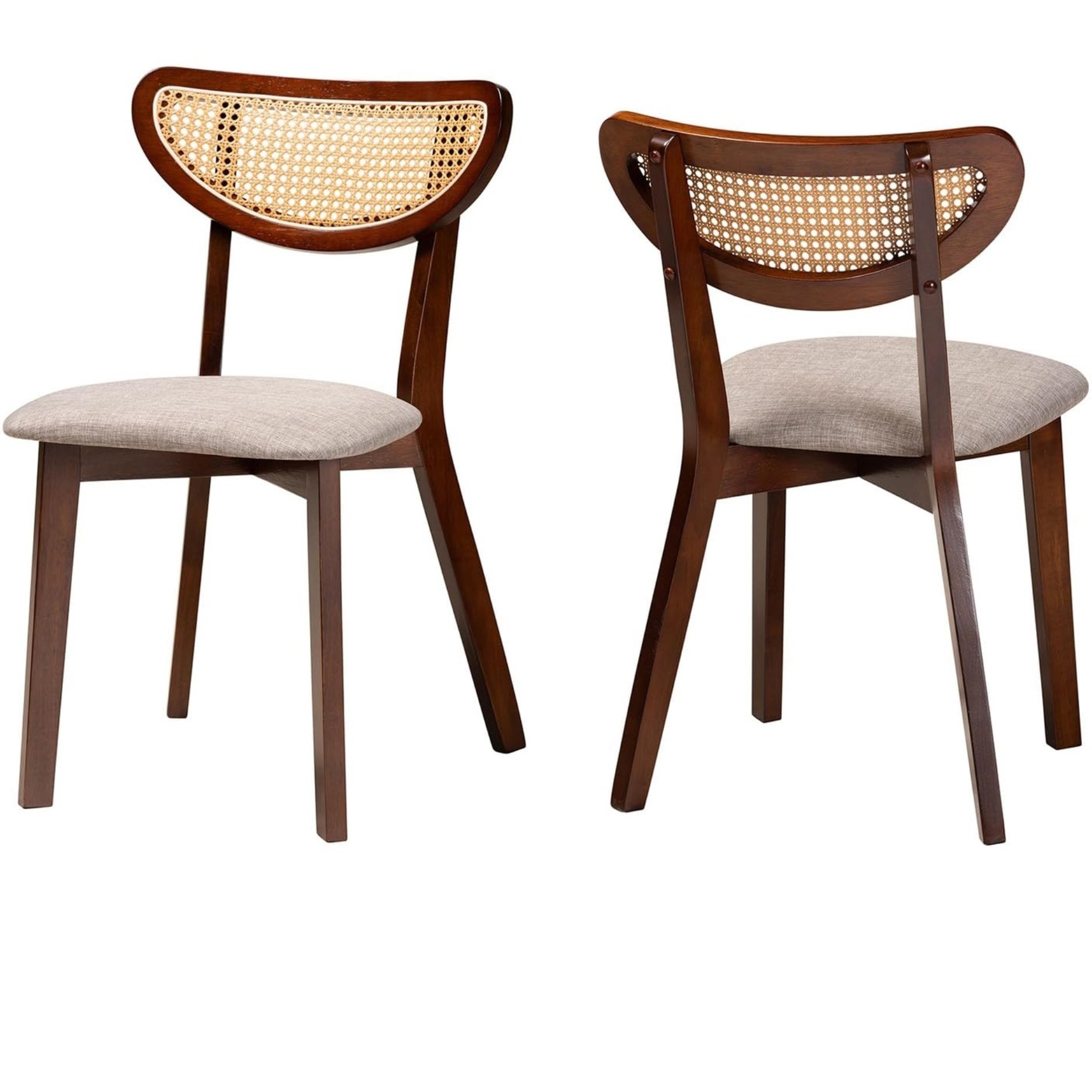 Baxton Studio Dannell Mid-Century Modern Grey Fabric And Walnut Brown Finished Wood Dining Chair