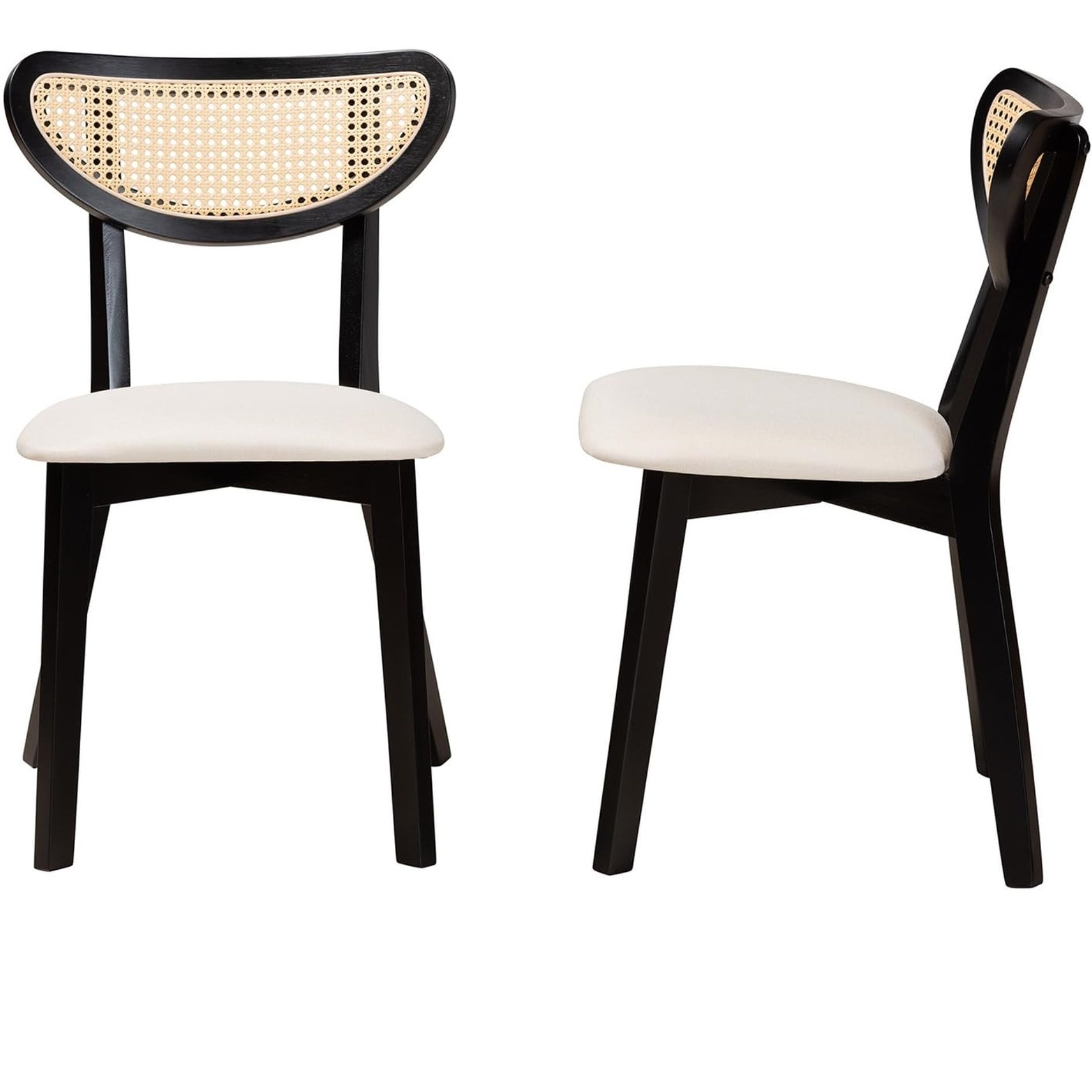 Baxton Studio Dannell Mid-Century Modern Cream Fabric And Black Finished Wood Dining Chair